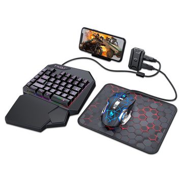 Diida Maus,Einhändige Gaming-Tastatur,40 Tasten Tastatur für PC-Spieler Tastatur- und Maus-Set, (2 St), Regenbogen-Hintergrundbeleuchtung