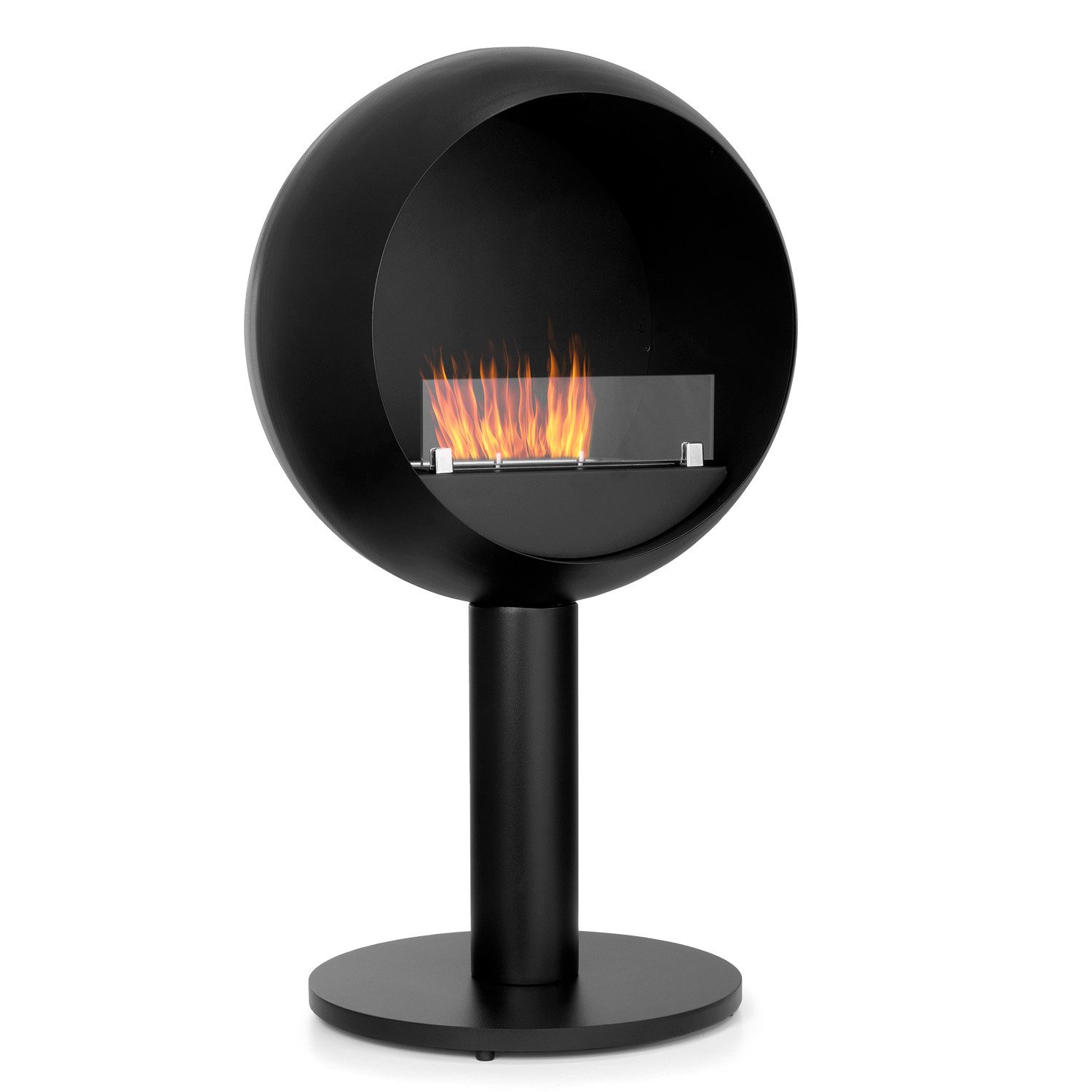 Moritz Dekokamin Ethanol Kamin freistehen rund Indoor mit 1,2 Liter Brenner, Ethanolbrenner Glasfeuer Terrassenfeuer Kamin