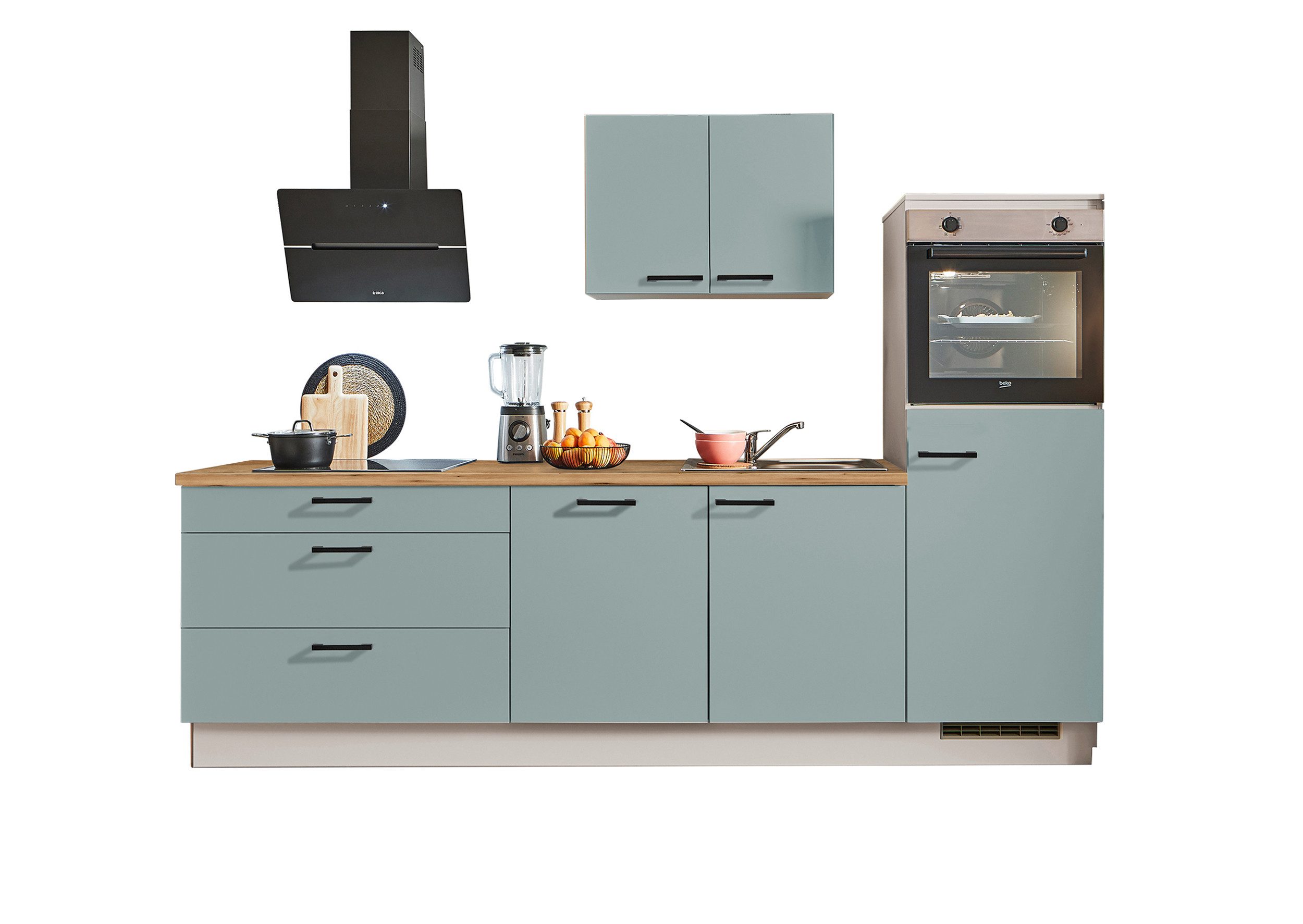 pino Küchenzeile Helsinki, individuell anpassbar, gratis Küchenplanung mit Profis, (Breite 270cm), vormontiert, wahlw. mit E-Geräten, Preis inkl. Lieferung & Montage