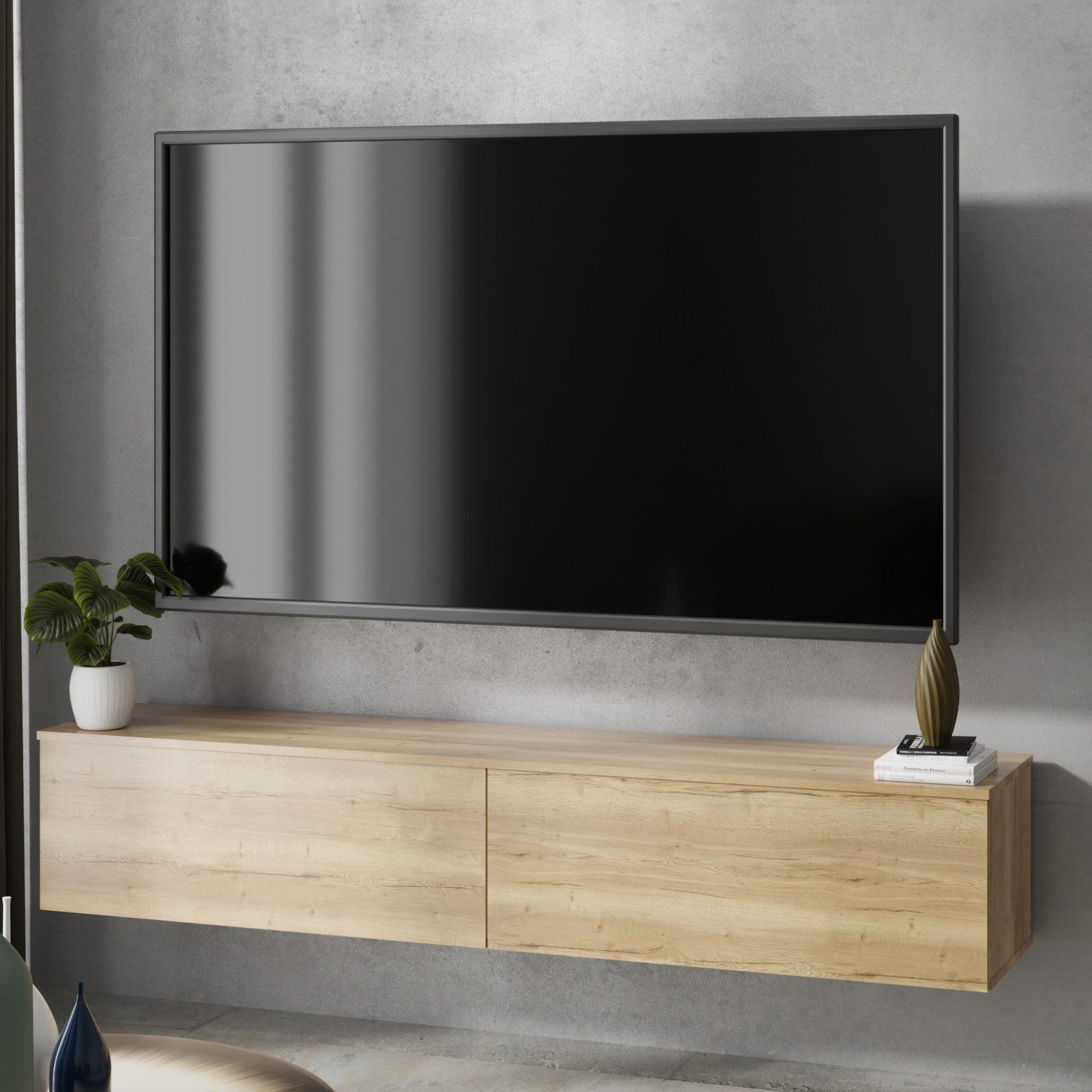 KOBI S.C. TV-Schrank TV-Lowboard KOBI 160 cm Artisan Eiche hängend oder stehend für Wohnzim – Bild 3 von 5