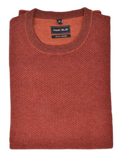 MARVELIS Rundhalspullover Pullover - Casual Fit - Rundhals - Baumwolle / Kaschmir - Bordeaux (1-tlg)