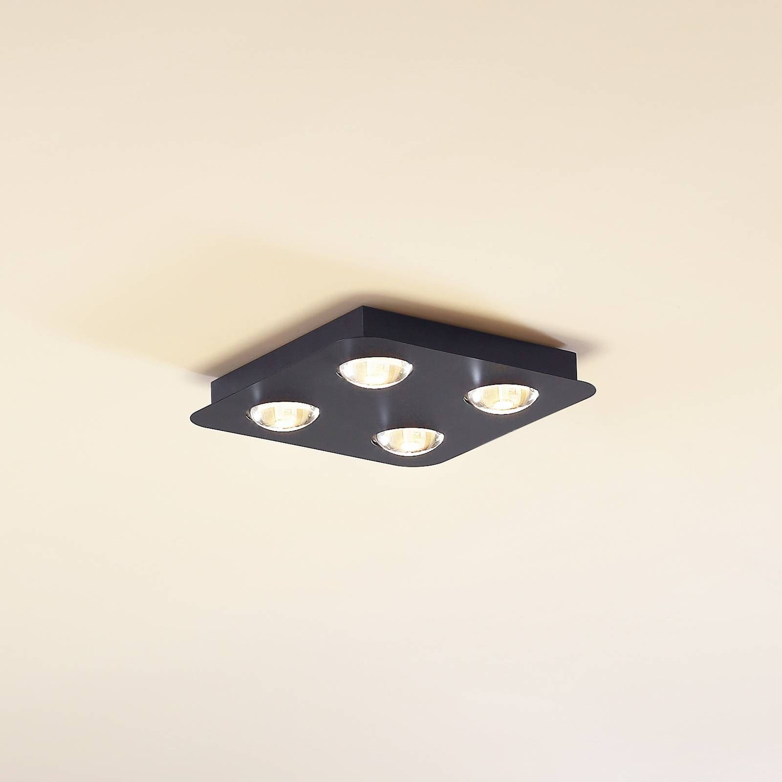 Lindby Deckenleuchten Jyla, Metall, Schwarz IP20, 4 x 11 W LED