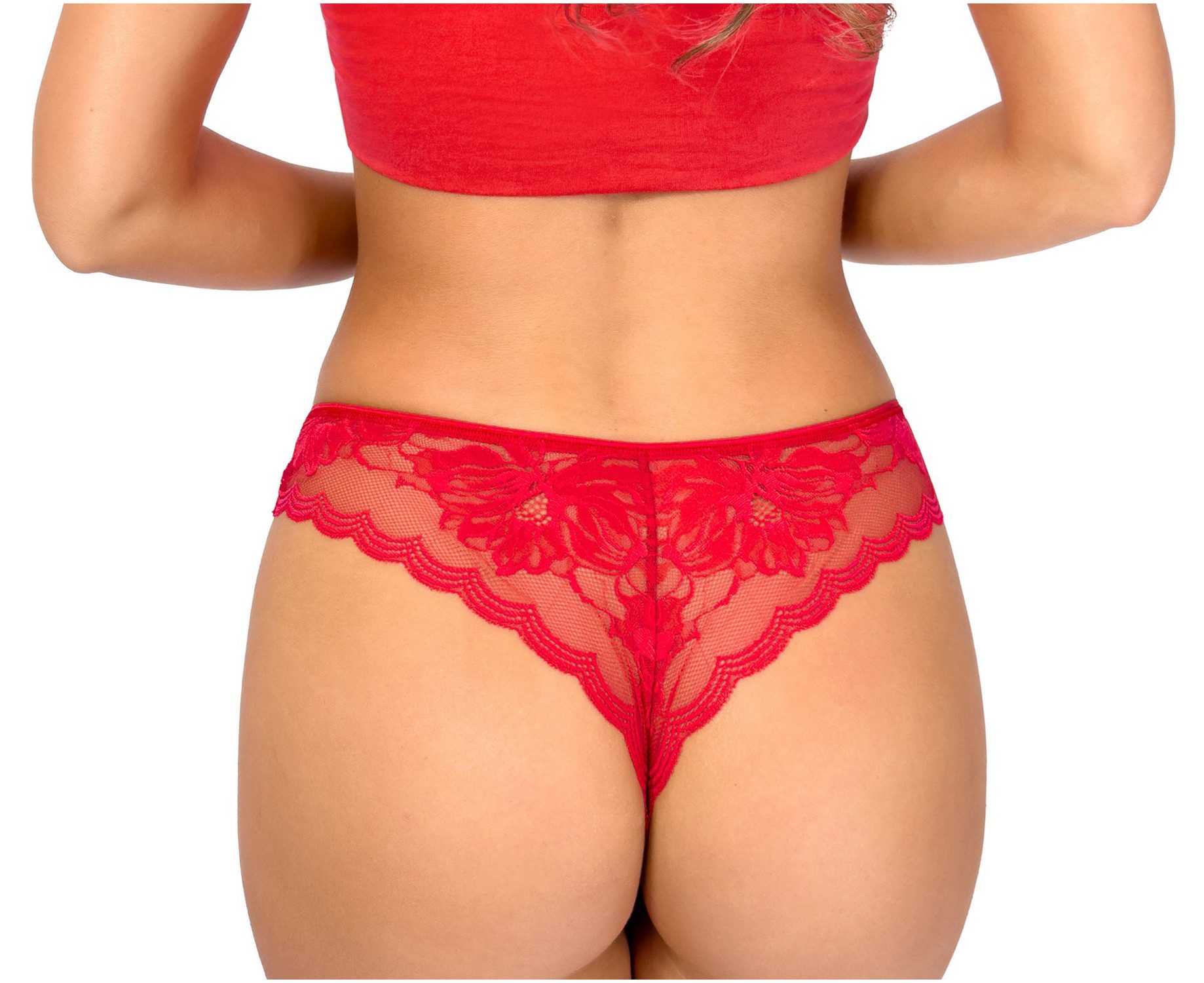 Donna Brasilslip 118 (2-St) Damen 2er Pack Brazilian Slips Unterhosen Spitze Baumwolle