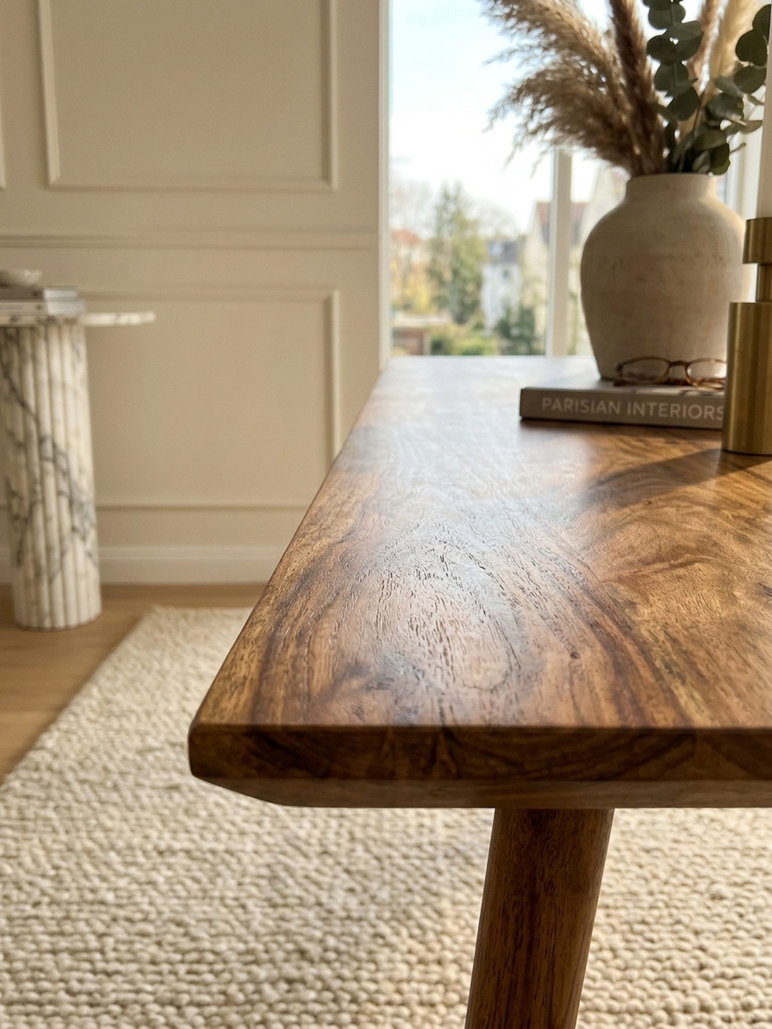KADIMA DESIGN Esstisch Massivholz Esszimmertisch SAVIO, Retro Landhausstil, handgefertigt – Bild 5 von 5