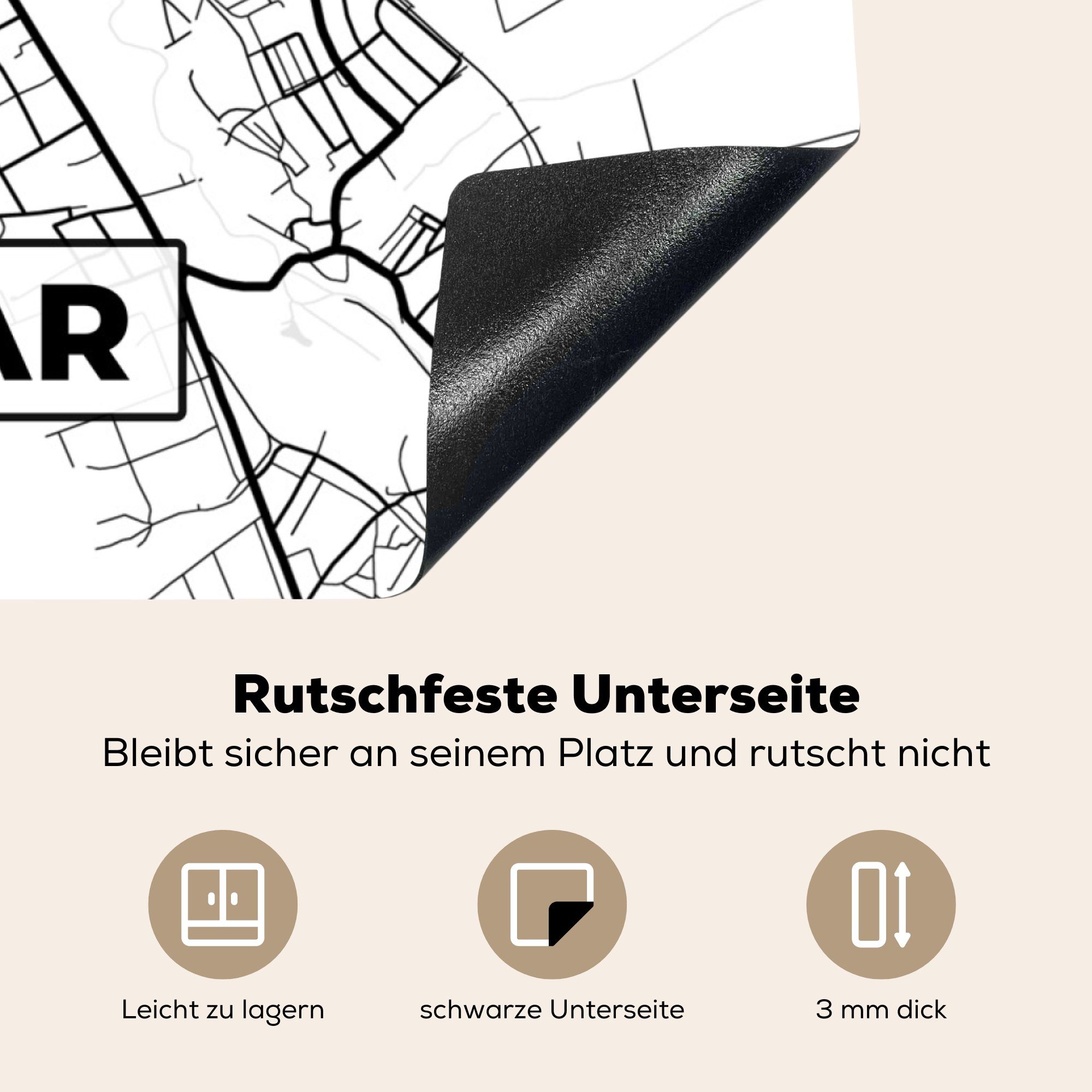 MuchoWow Herdblende-/Abdeckplatte Karte Vinyl, für Weimar (1 - tlg), 78x78 küche Ceranfeldabdeckung, cm, - Arbeitsplatte Stadtplan