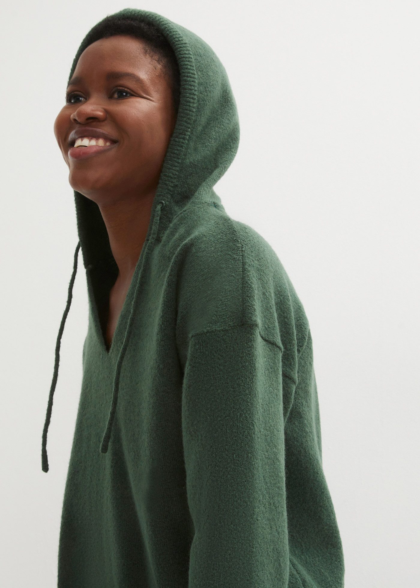 bonprix Strickpullover mit Kapuze, Langarm, lässige Passform