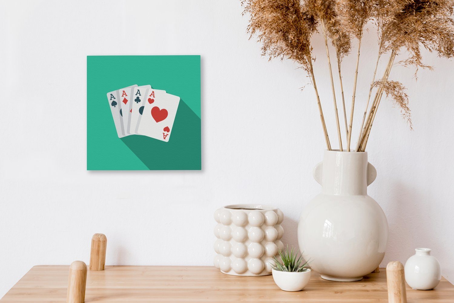 Spielkarten, von vier Leinwandbild (1 Illustration St), für Leinwand Wohnzimmer OneMillionCanvasses® Bilder Schlafzimmer