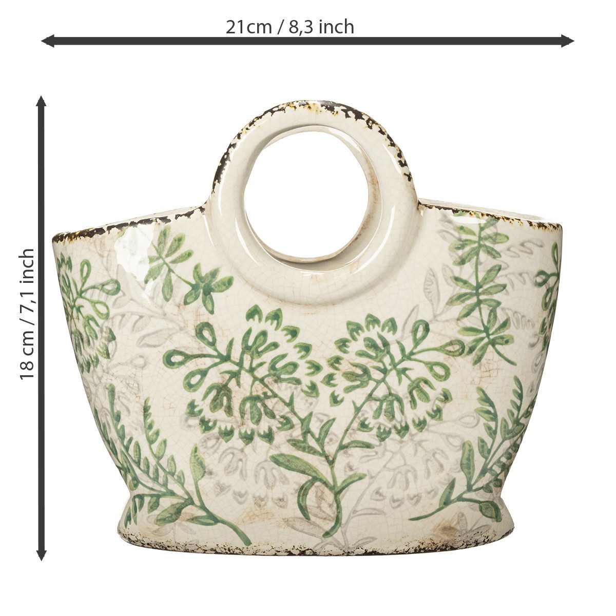 Viana Übertopf Keramik Pflanzgefäß mit floralen Motiven für Wohnbereich und