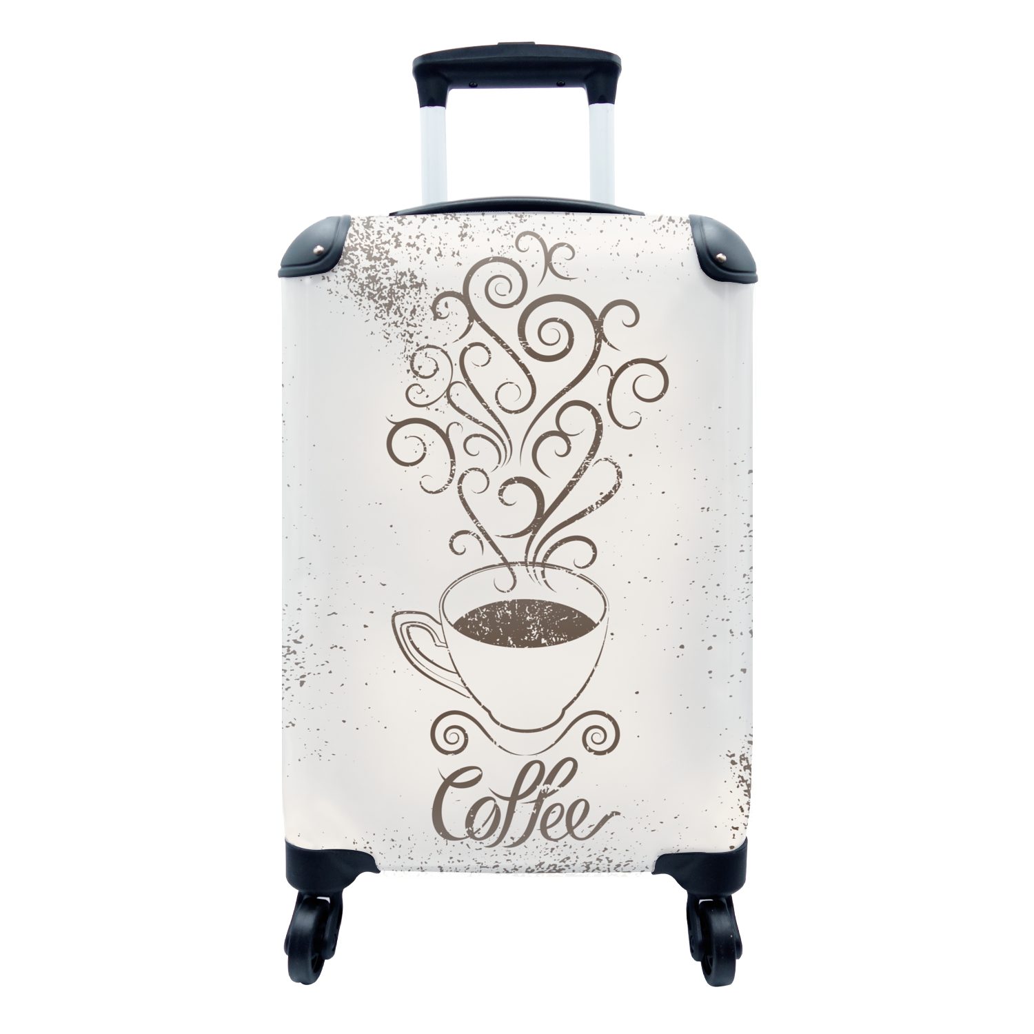 MuchoWow Handgepäckkoffer Vintage - Kaffee - Sprichwörter - Zitate, 4 Rollen, Reisetasche mit rollen, Handgepäck für Ferien, Trolley, Reisekoffer