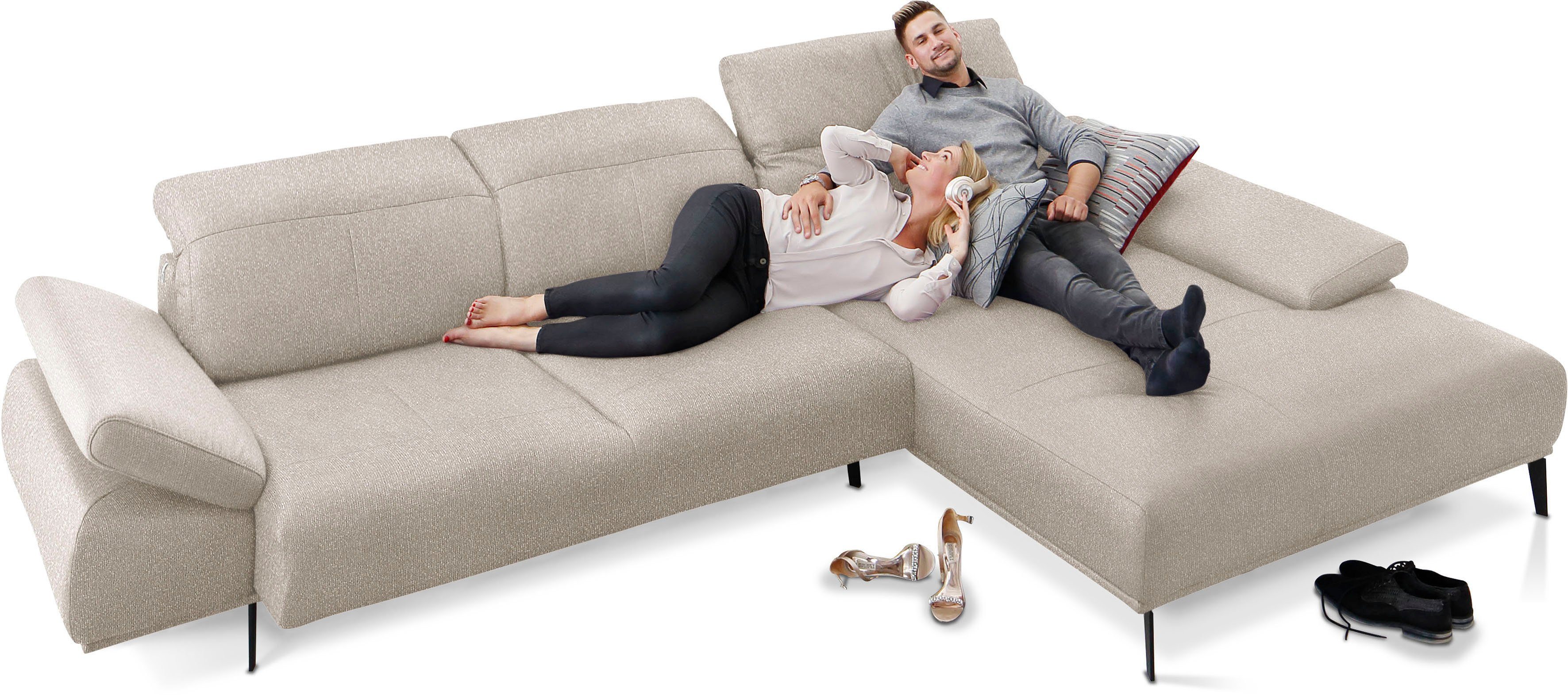 344cm levi, Breite W.SCHILLIG inklusive & Seitenteilverstellung, Kopfstützenverstellung Ecksofa