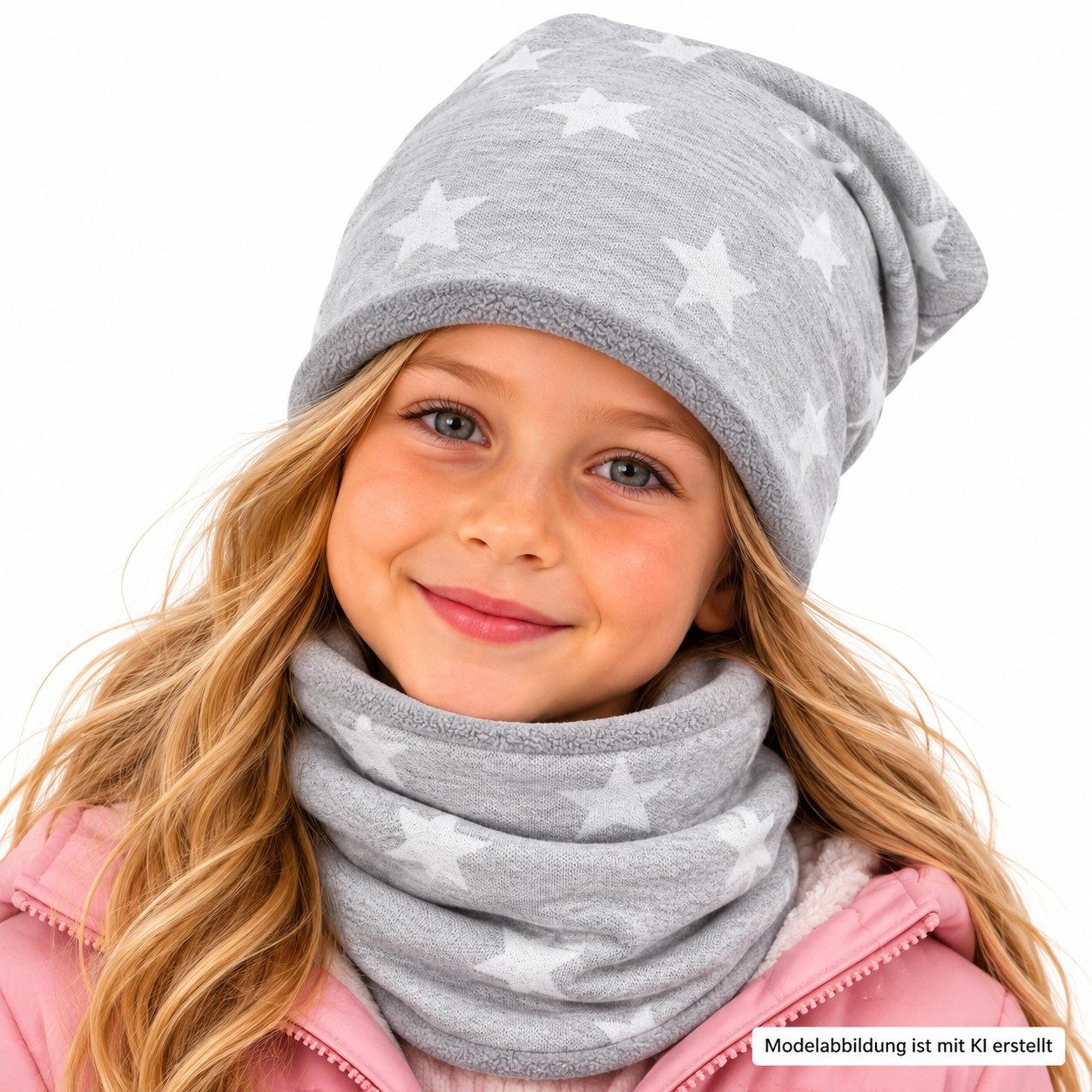 Smarilla Mütze & Schal Wintermütze Schlauchschal Mädchen Winterset Fleecemütze mit Fleece gefüttert