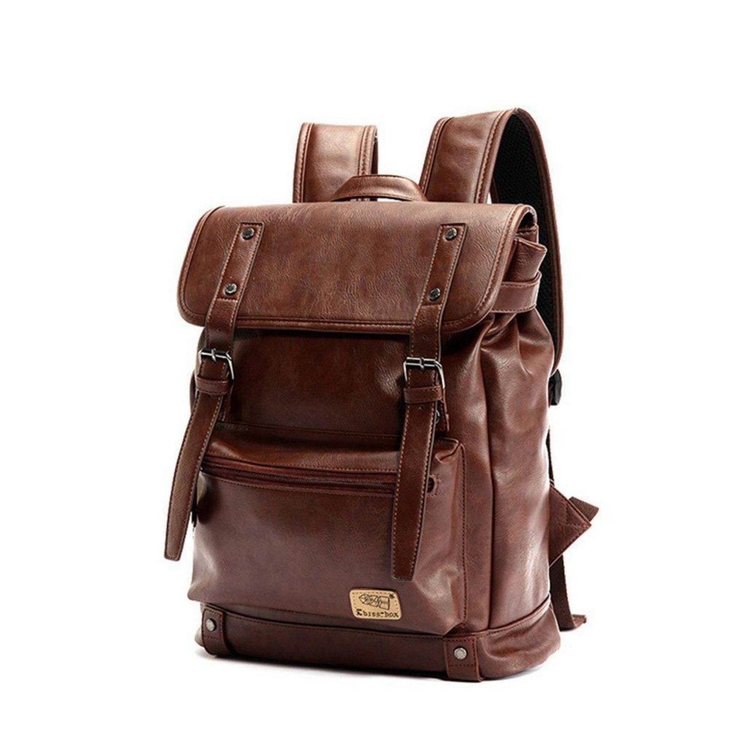 LuxusKollektion Laptoprucksack Rucksack Vintage Laptop 14" Kaffee in Lederoptik