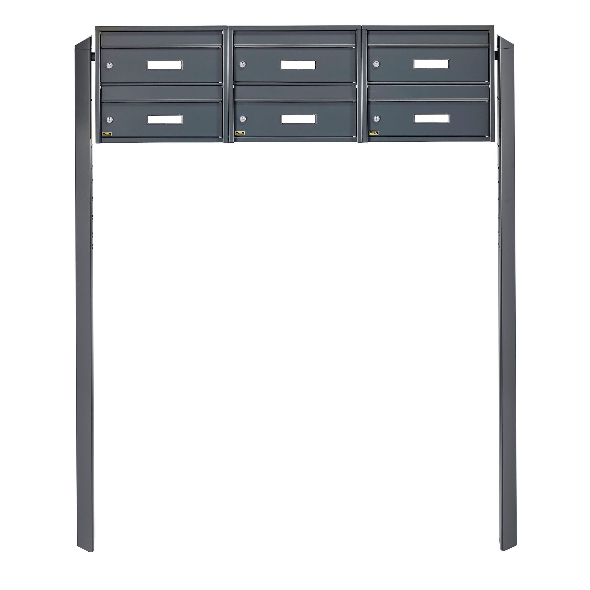 Burg Wächter Briefkastenanlage 6 Parteien anthrazit Briefkästen freistehend mit Standfuß