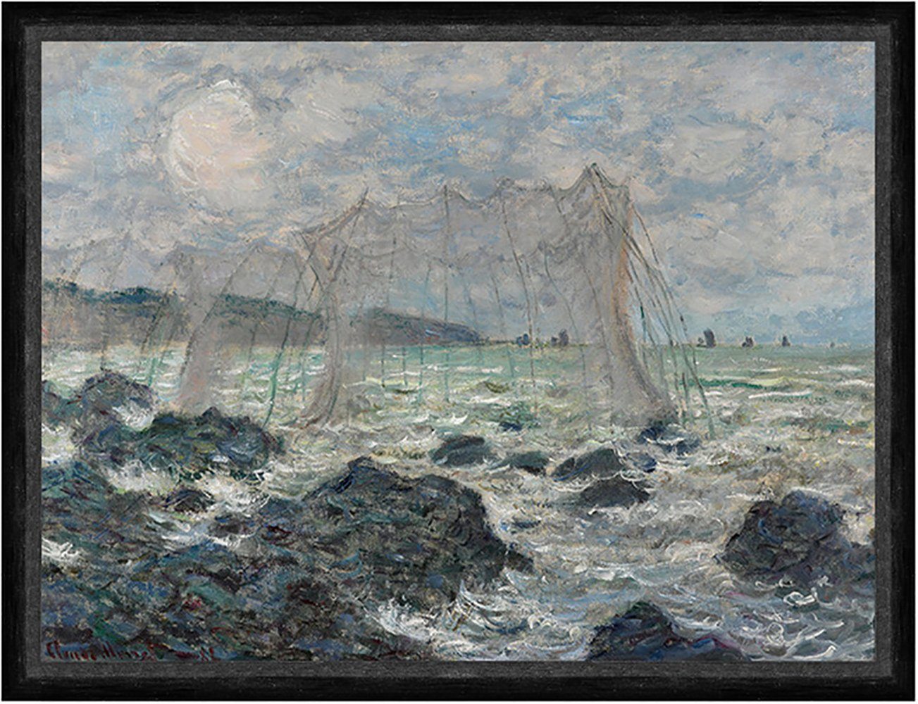 BillerAntik Kunstdruck Fishing nets at Pourville Claude Monet Fischernetze Küste Strand Faks, (1 St)