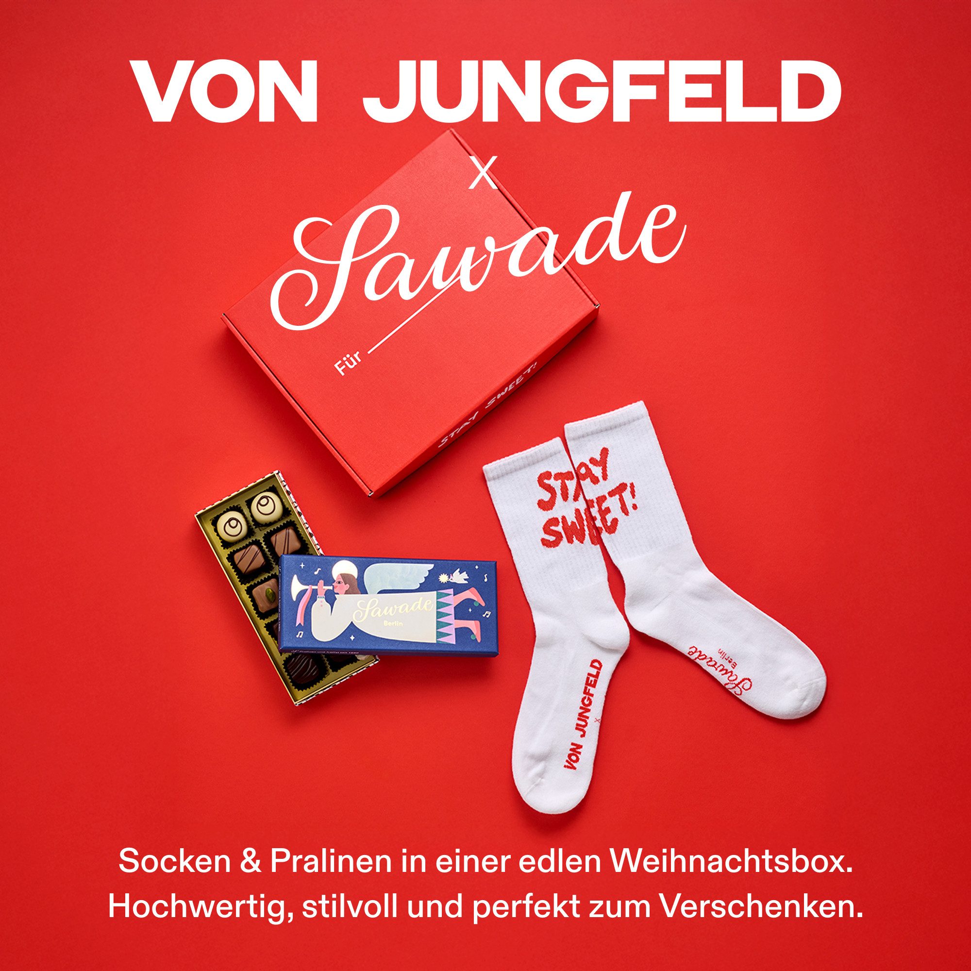 von Jungfeld Socken Geschenkbox mit Tennissocken & Pralinen (1-Paar, 1 Paar günstig online kaufen