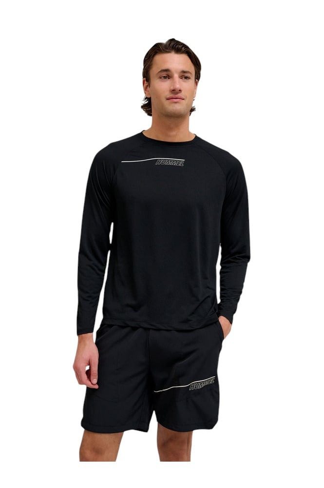 hummel Langarmshirt hmlCOURT Light Weight (atmungsaktiv, schnelltrocknend) schwarz/grau