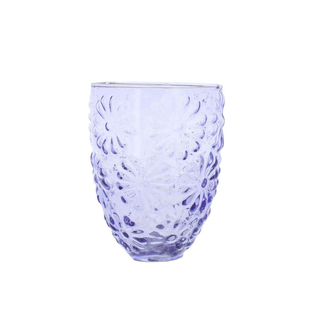 MICA Dekolicht Windlicht Blumen blau - ca. 10 x 13 cm