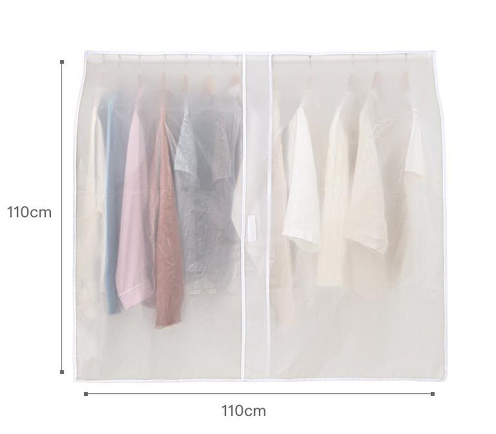 Rouemi Kleidersack Staubschutzhülle Kleidung,transparenter weiß Kleiderschrank Kleiderhülle 110×110cm