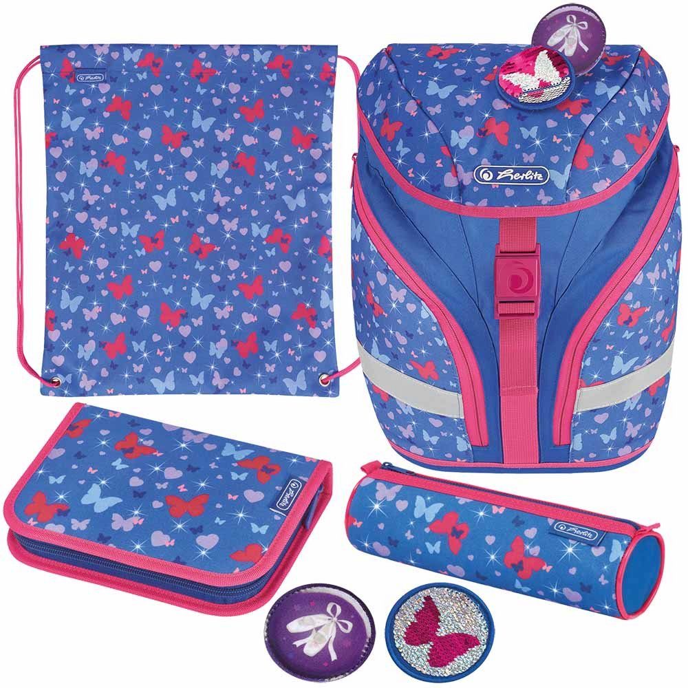 Herlitz Schulranzen Herlitz Schulrucksack SoftLight Plus Butterfly 6-teilig