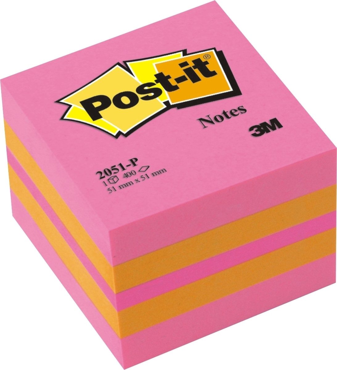 Haftnotizblock Haftnotizwürfel 51x51mm VE=400 Blatt pink.