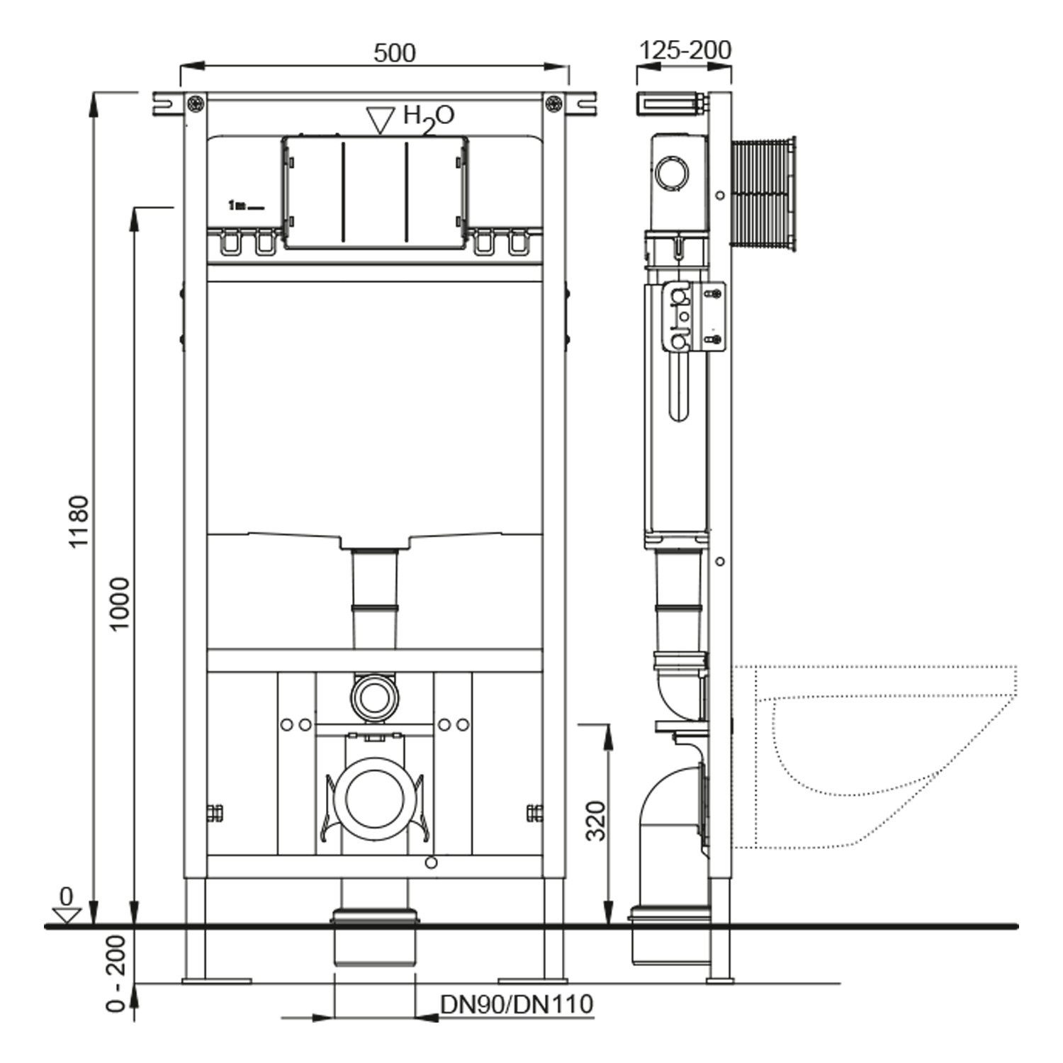 Schwab Spülkasten DUPLO WC 199 Unterputz-Spülkasten für Trockenmontage 3/6l, DN110mm, Schwab-T02-2113-0250