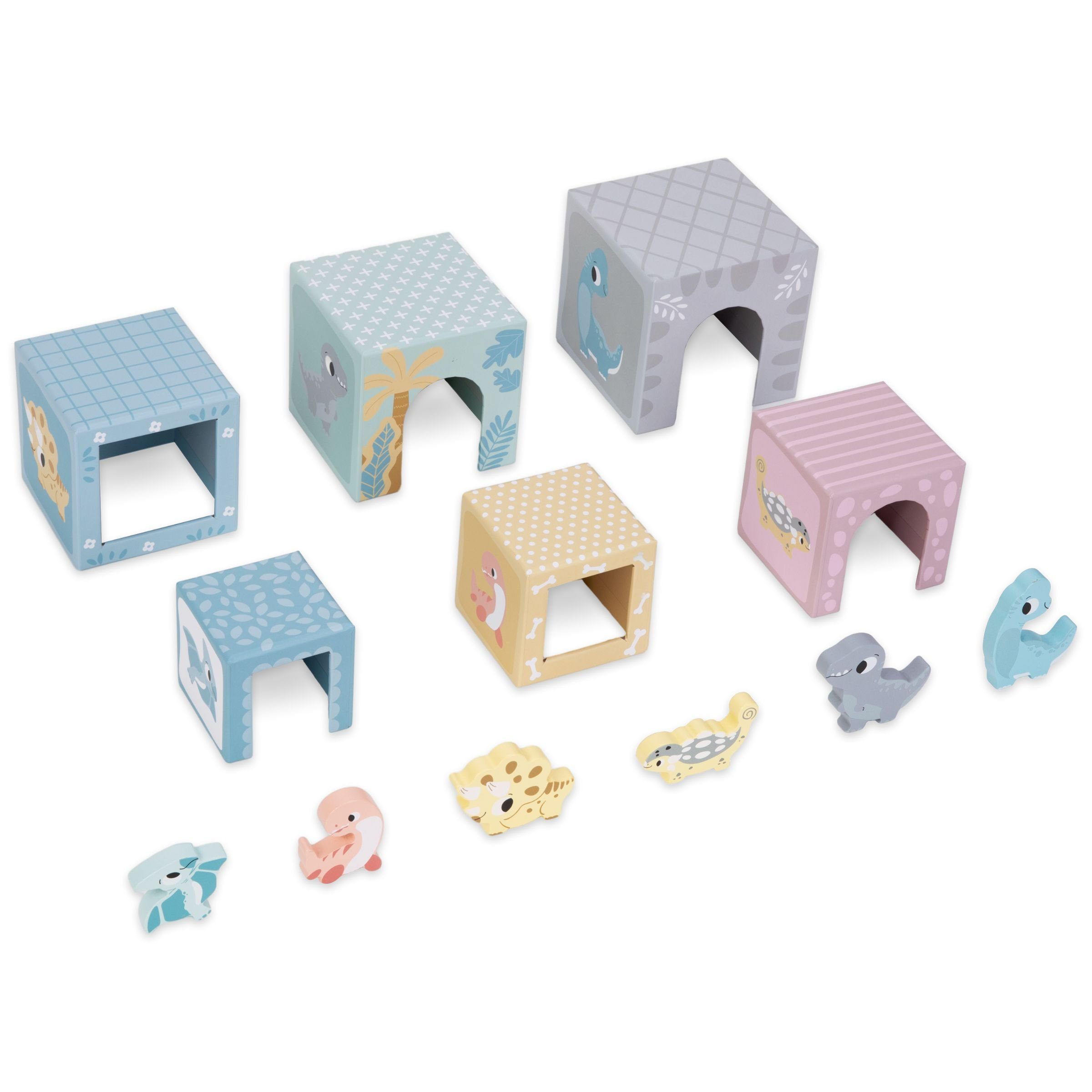 Mamabrum Puzzle-Sortierschale Turmsortierer mit Figuren Dinosaurier