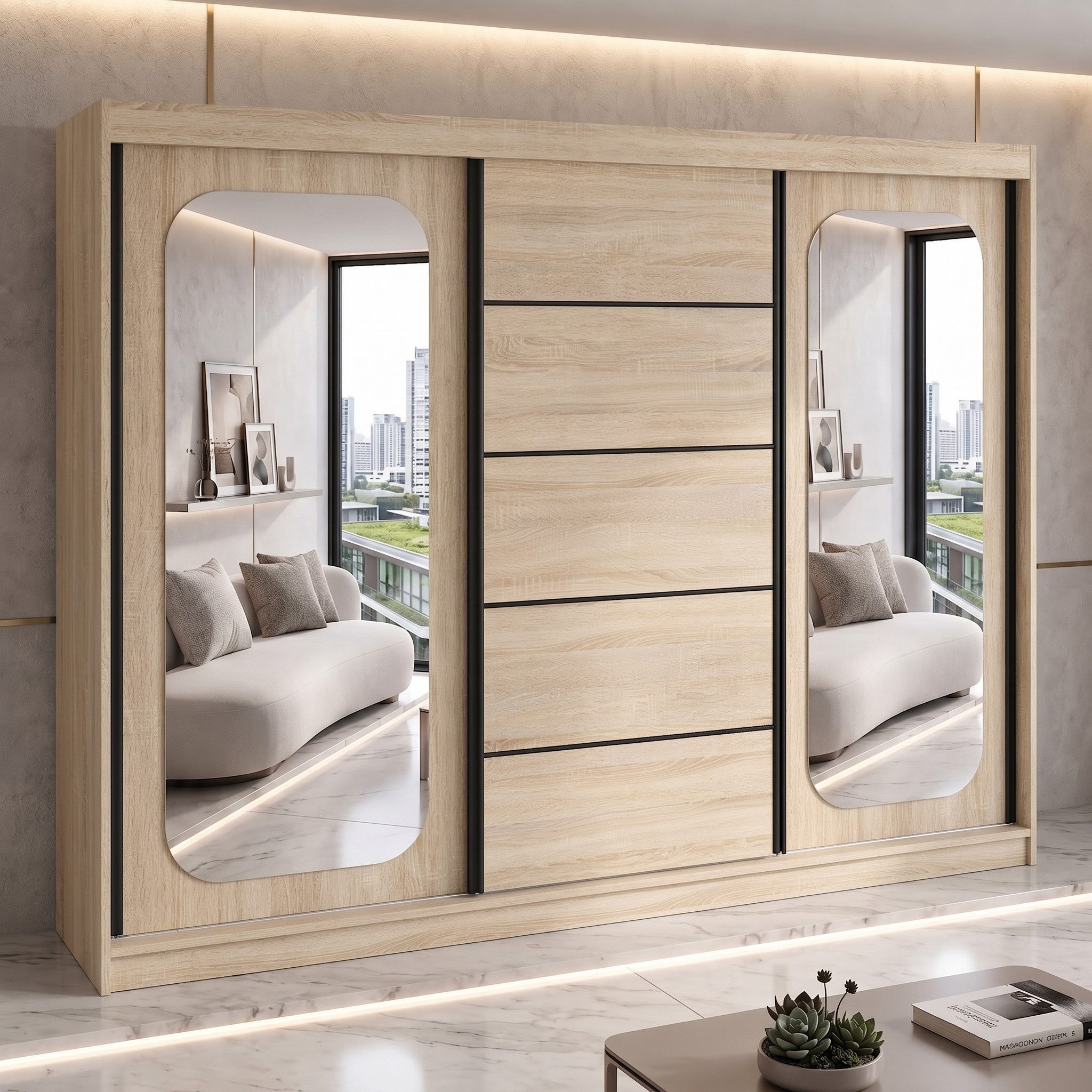 A&J MöbelLand GmbH Schiebetürenschrank BELANO – Moderner Kleiderschrank mit Schiebetüren (Die perfekte Kombination aus modernem Design, hoher Funktionalität und – Bild 2 von 5