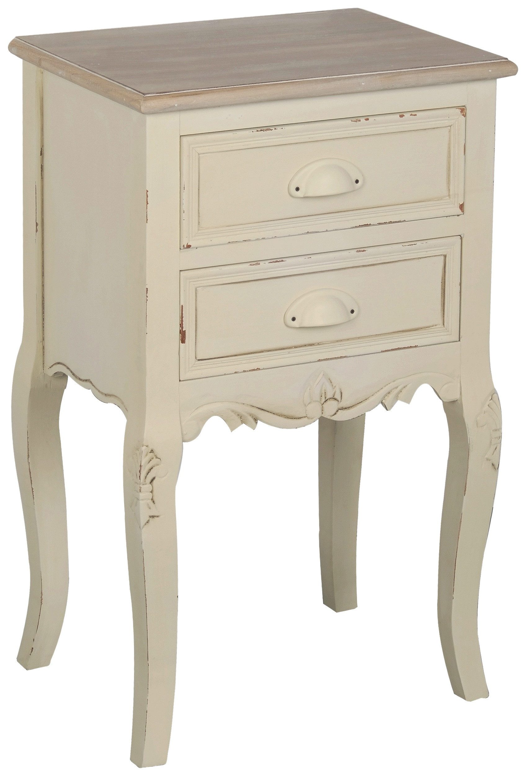 99rooms Nachttisch Rimini Pappel Creme (Nachtkommode, Nachttischschrank), rechteckig, mit Schubladen, Landhausstil