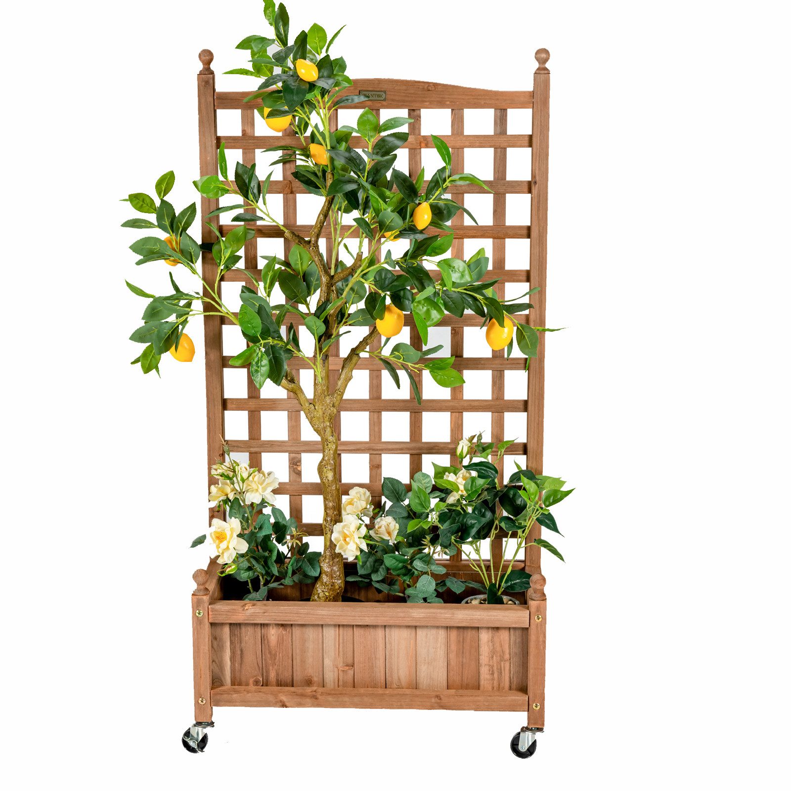KOMFOTTEU Hochbeet, Pflanzkasten Blumenkasten mit Rankgitter, 64 x 28 x 127 cm