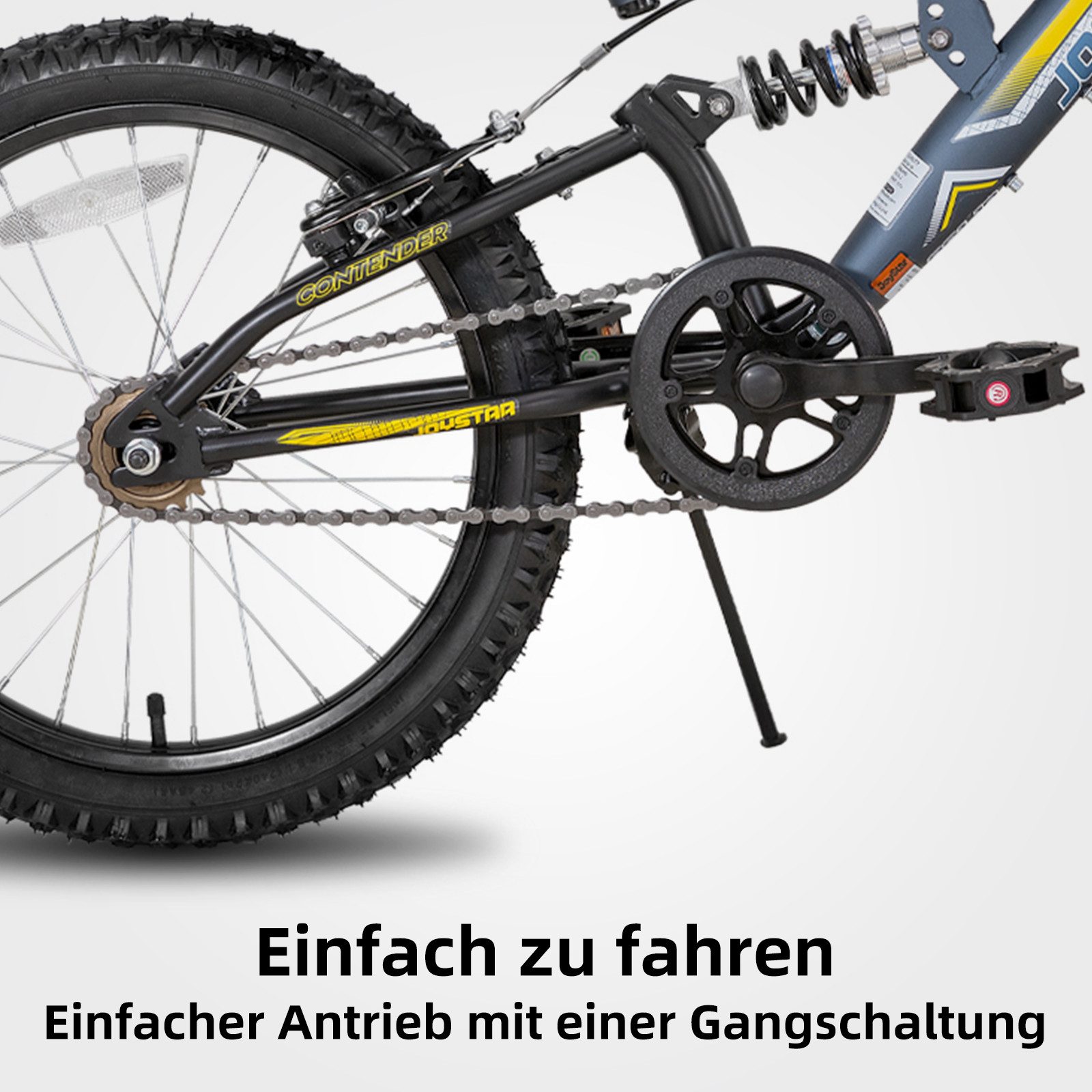 JOYSTAR Kinderfahrrad 20 Zoll bike für Jungen und Mädchen ab 7-12 Jahren Student Pendler, 1 Gang, mit vollgefedertem Stahlrahmen und 1-Gang-Antrieb mit Ständer