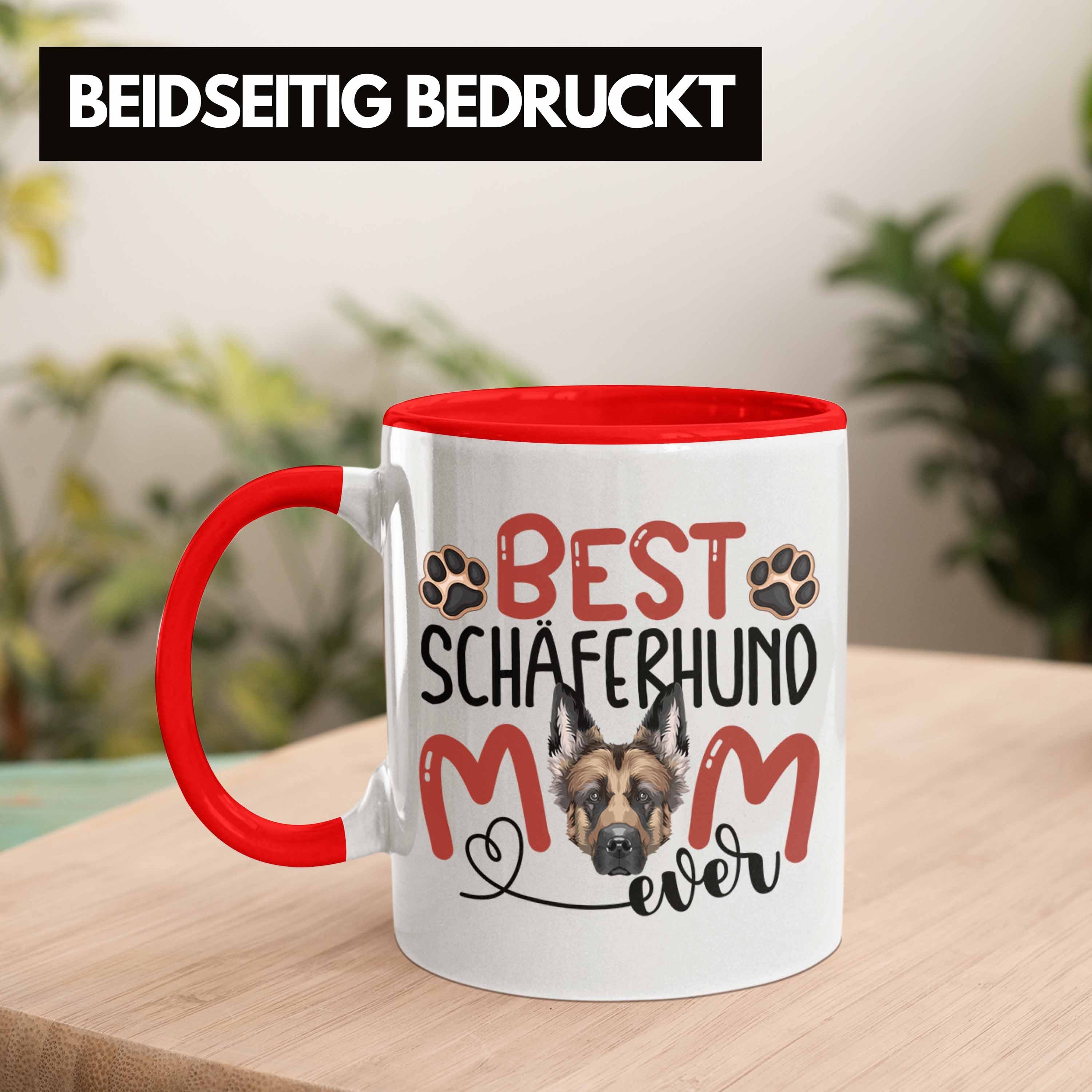 Tasse Schäferhund Besitzerin Geschenkidee Geschenk Rot Spruch Tasse Mom Trendation Lustiger