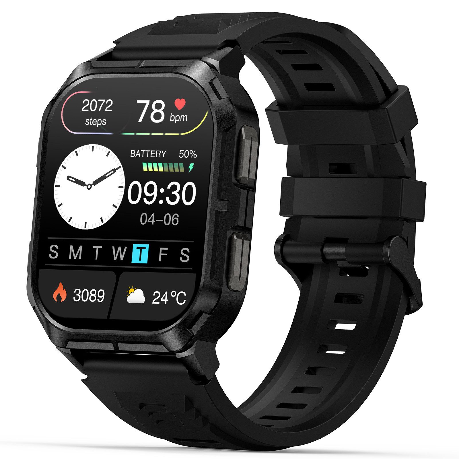 Sytifro Smartwatch Herren, 2,01″, Outdoor Sportuhr, Neue FitnessTracker Uhr Smartwatch, IP68 Wasserdicht Fitness Uhr mit 120+ Sportmodi, Fitness Tracker mit 24/7 Herzfrequenz/SpO2/Schlafmonitor/Schrittzähler, Bluetooth 5.3 Uhr Herren, 350mAh Batterie, verfügbar für Android 5.0+ / iOS 9.0+