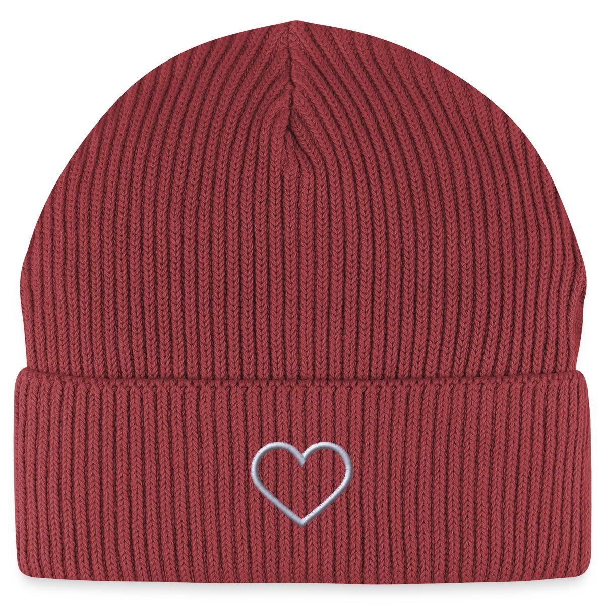 Beanie Stickerei Herz Fisherman Beanie Bio Mütze