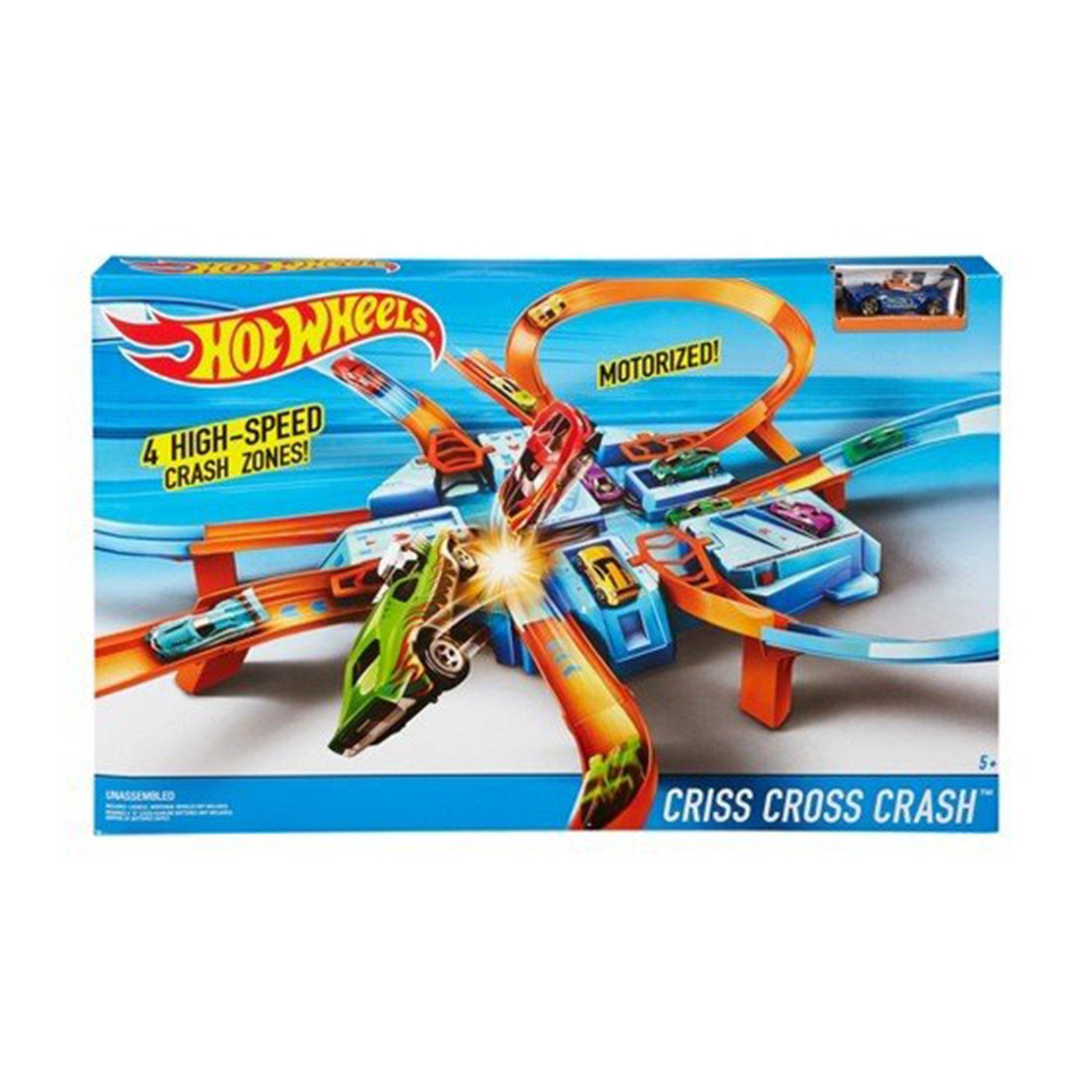 Mattel Autorennbahn Hot Wheels Criss Cross Crash Trackset DTN42 3 Spielzeug Rennbahn