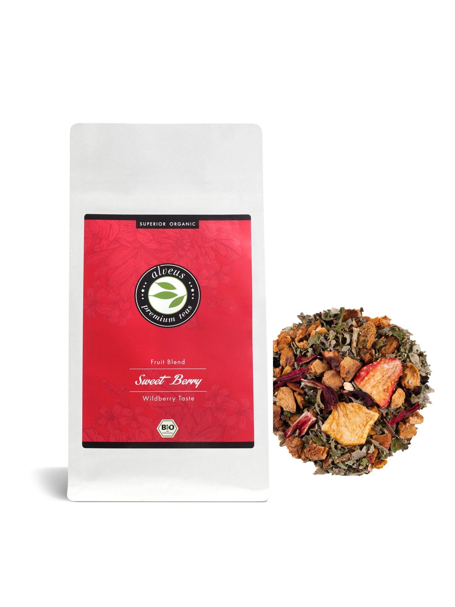 Alveus Tee Tee Alveus Sweet Berry BIO Früchtetee Waldbeere 100g Tüte, 1 x 100,00 g, Bio; Lose Premium-Teemischung; natürlich aromatisiert; Geschmack: Wald
