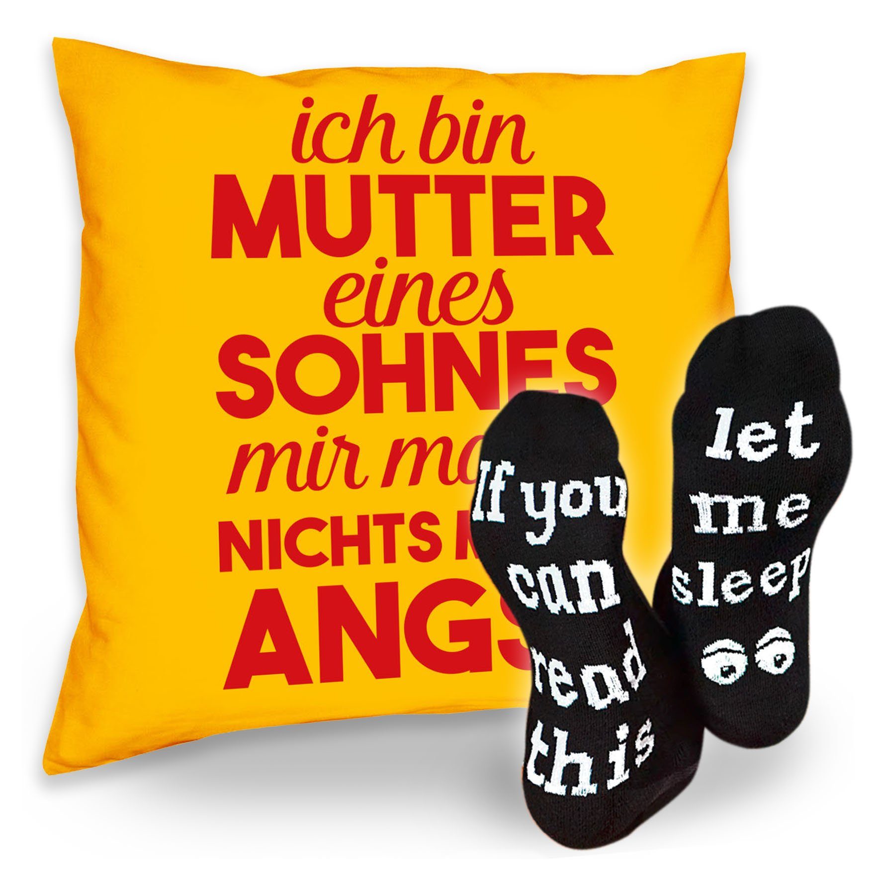 Sohnes Sleep, Mutter gelb Socken Ich bin Sprüche & Geschenkidee Kissen Dekokissen eines Soreso® Weihnachtsgeschenk