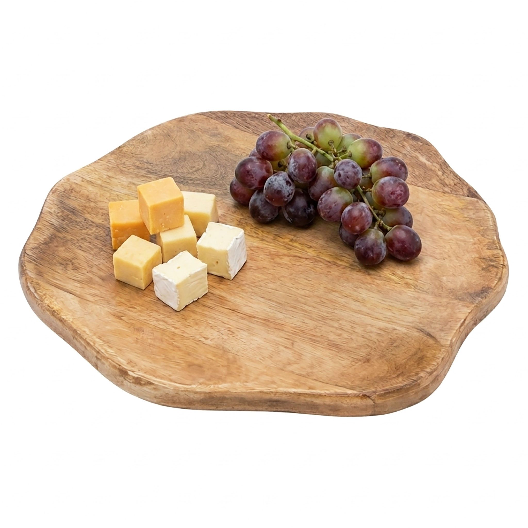 Spetebo Servierteller lebensmittelecht mit Naturkante, Mangoholz, (Einzelartikel, 1-tlg., 1x Servierplatte), mit Anti-Rutsch-Pads