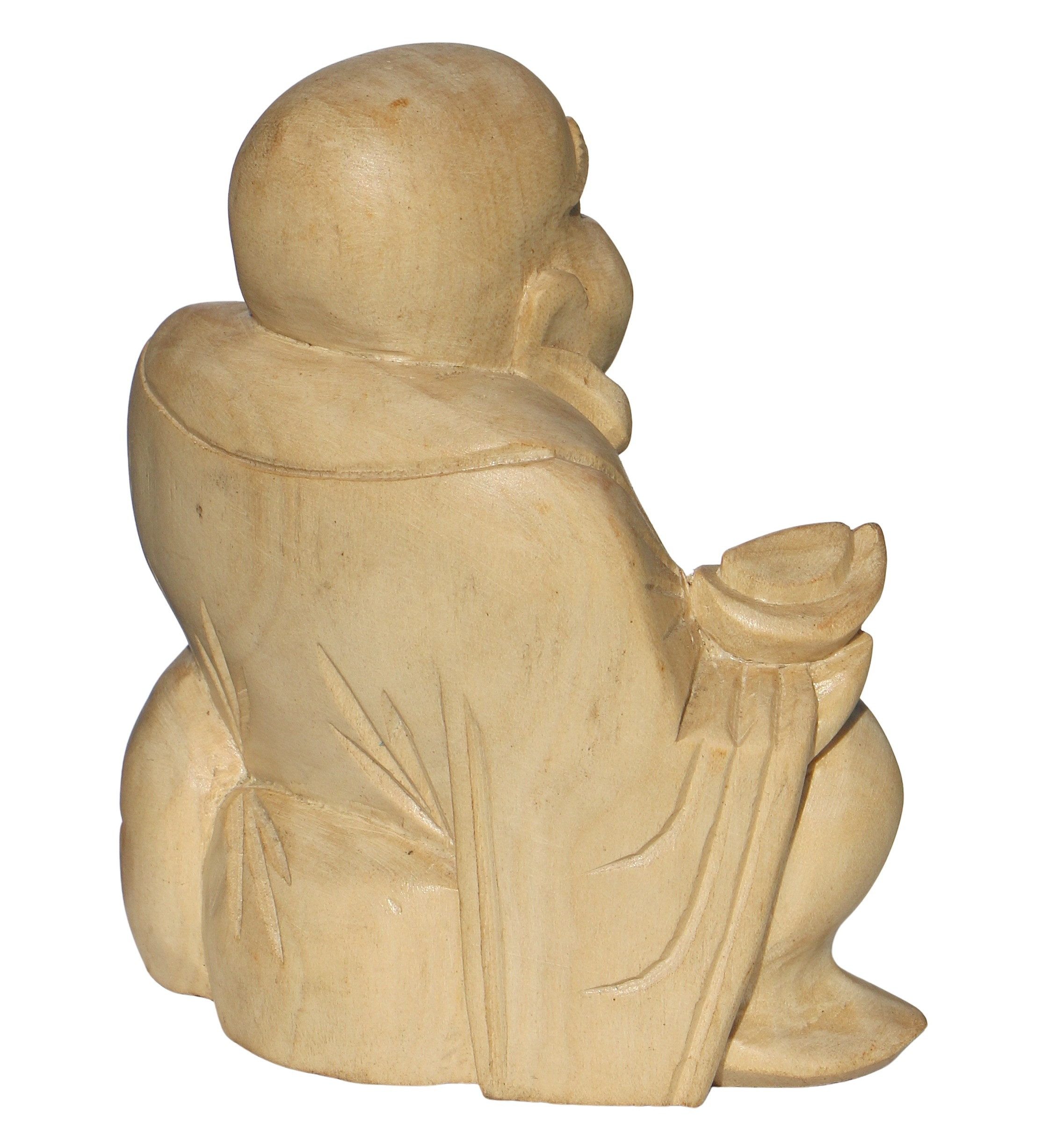 Wogeka Buddhafigur lachender Happy Buddha Holz-Figur Feng Shui Dekoration