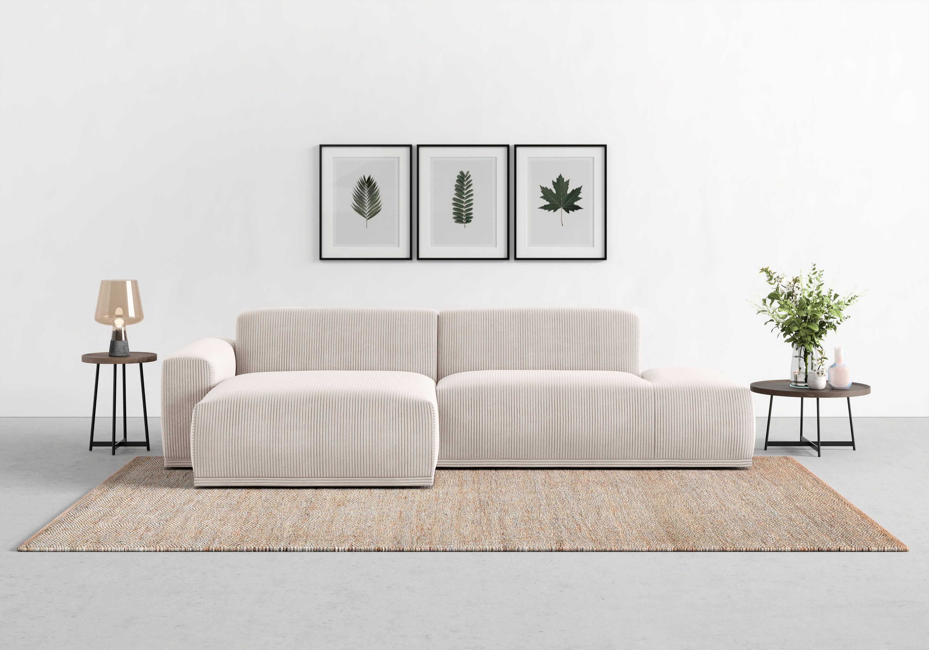 TRENDMANUFAKTUR Ecksofa Braga, mit hochwertigem Kaltschaum, L-Form, in Cord erhältlich, modernes Sofa, Couch mit hohem Sitzkomfort, 275/72/160 cm (B/H/T)