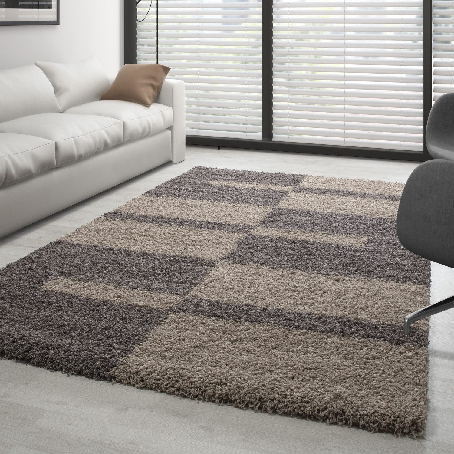 Carpettex Hochflor-Teppich Kariert Design, Läufer, Höhe: günstig online kaufen
