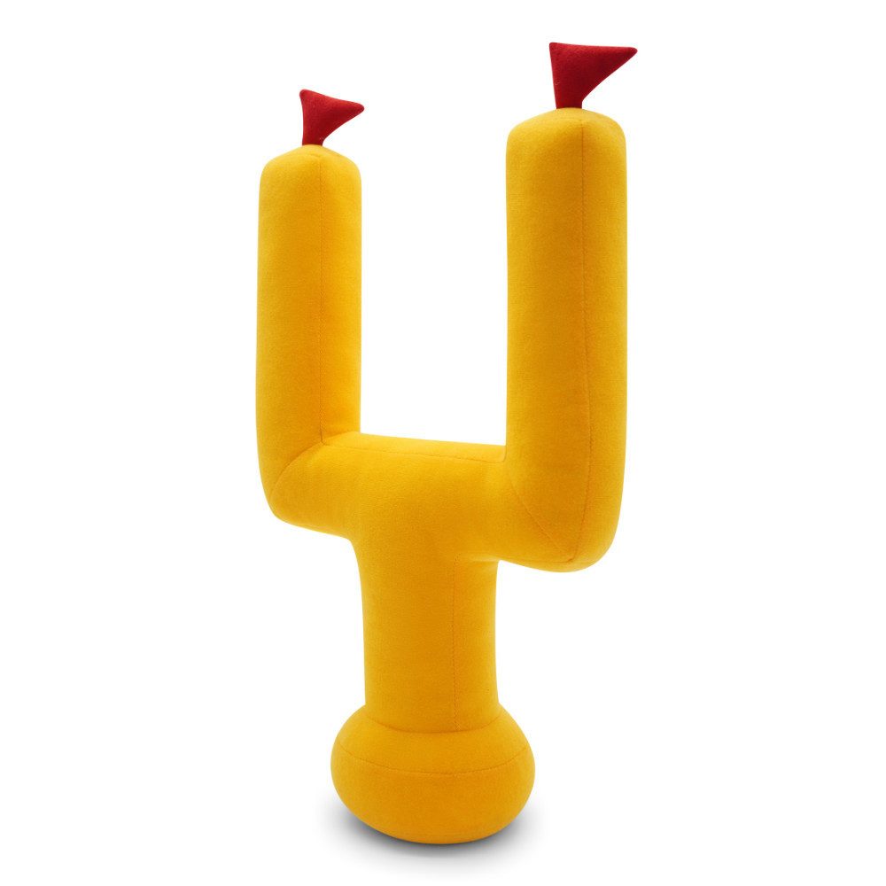 40YARDS Dekokissen American Football Kissen Goalpost – Plüschkissen in 3D Torpfosten Form, inkl. 2 rote Fähnchen, Maße ca. 44 x 25 x 11 cm