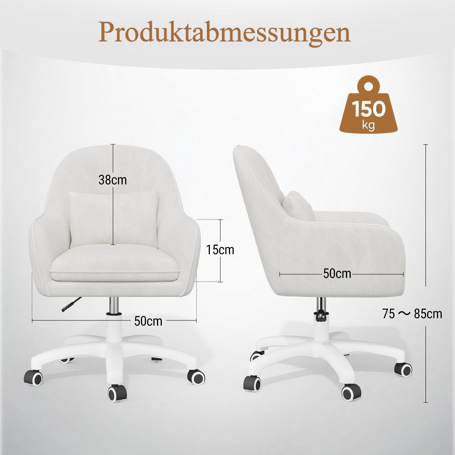 HawthyHome Bürostuhl Ergonomischer Homeoffice-Stuhl, 360° Drehbar & Höhenverstellbar (1 St), Samtbezug mit Kopfkissen, ideal für Arbeitszimmer & Schlafzimmer