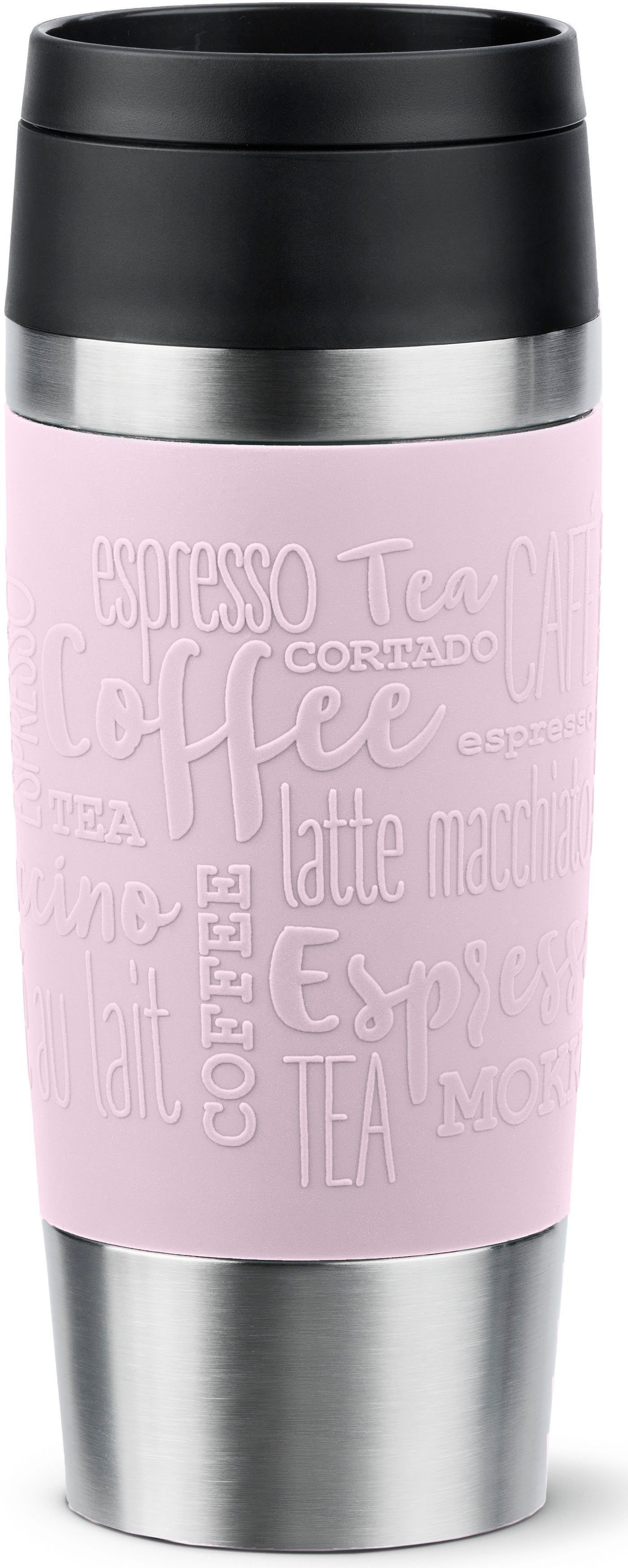 Emsa Thermobecher Travel Mug Classic, mit 360°-Trinköffnung, Edelstahl, Kunststoff, Silikon, 4h heiß, 8h kalt - 360 ml / 6h heiß, 12h kalt - 500 ml, 100% dicht