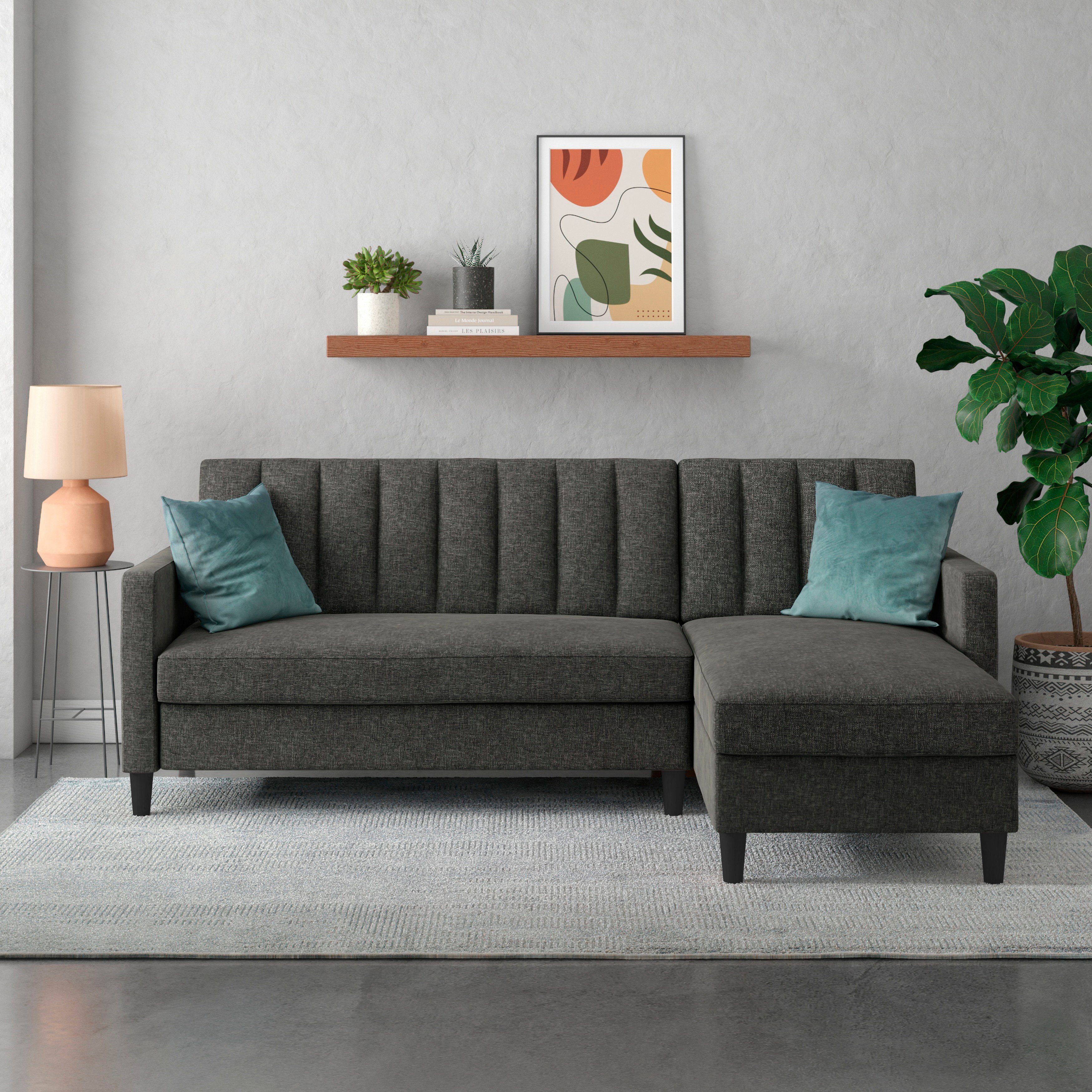 Dorel Home Ecksofa Celine, L-Form, mit Bett-Funktion und Stauraum. Recamiere beidseitig montierbar