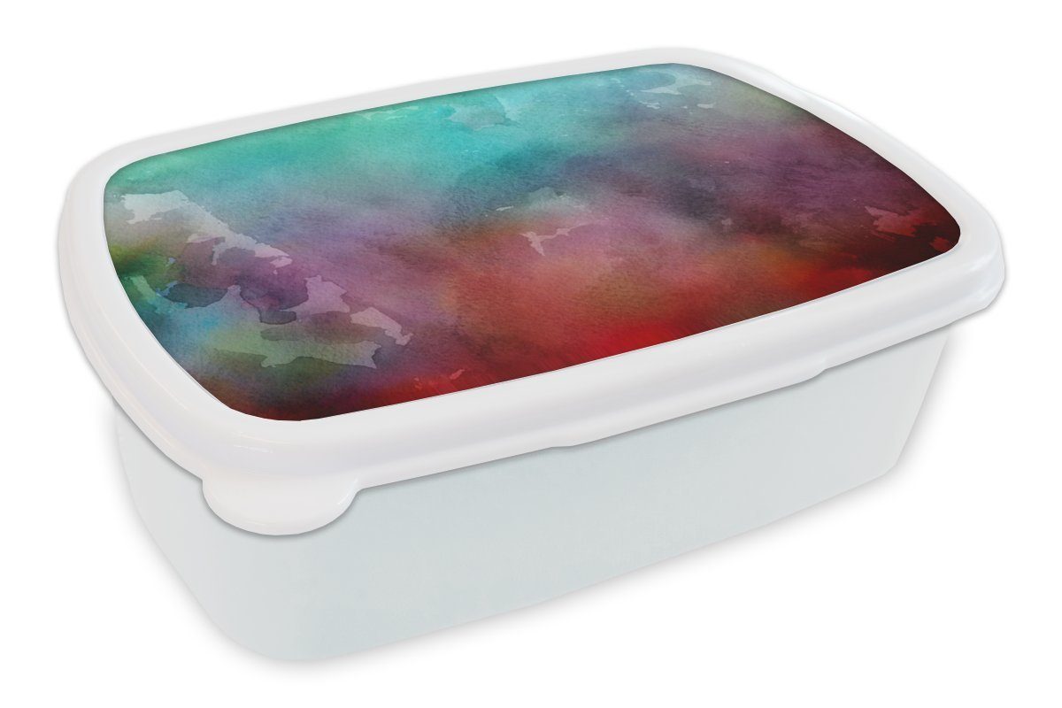 MuchoWow Lunchbox Aquarell - Mädchen Brotdose, - Kunststoff, Kinder Erwachsene, Grün Brotbox weiß Rot, und für und Jungs für (2-tlg)