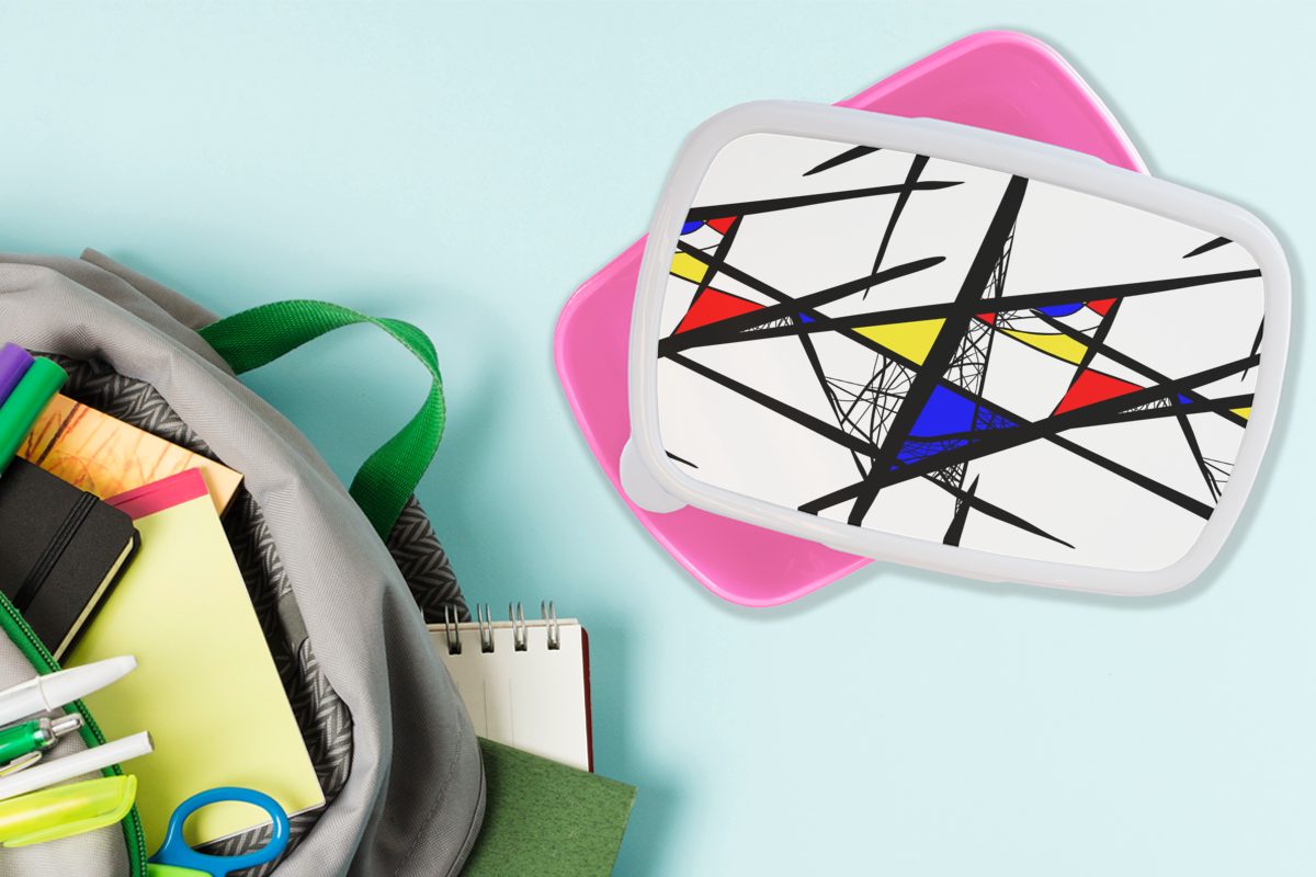 Mädchen, rosa - Muster Kunststoff für - Lunchbox Kinder, (2-tlg), Snackbox, Brotbox Brotdose Kunststoff, MuchoWow Kunst, Abstrakt Erwachsene,