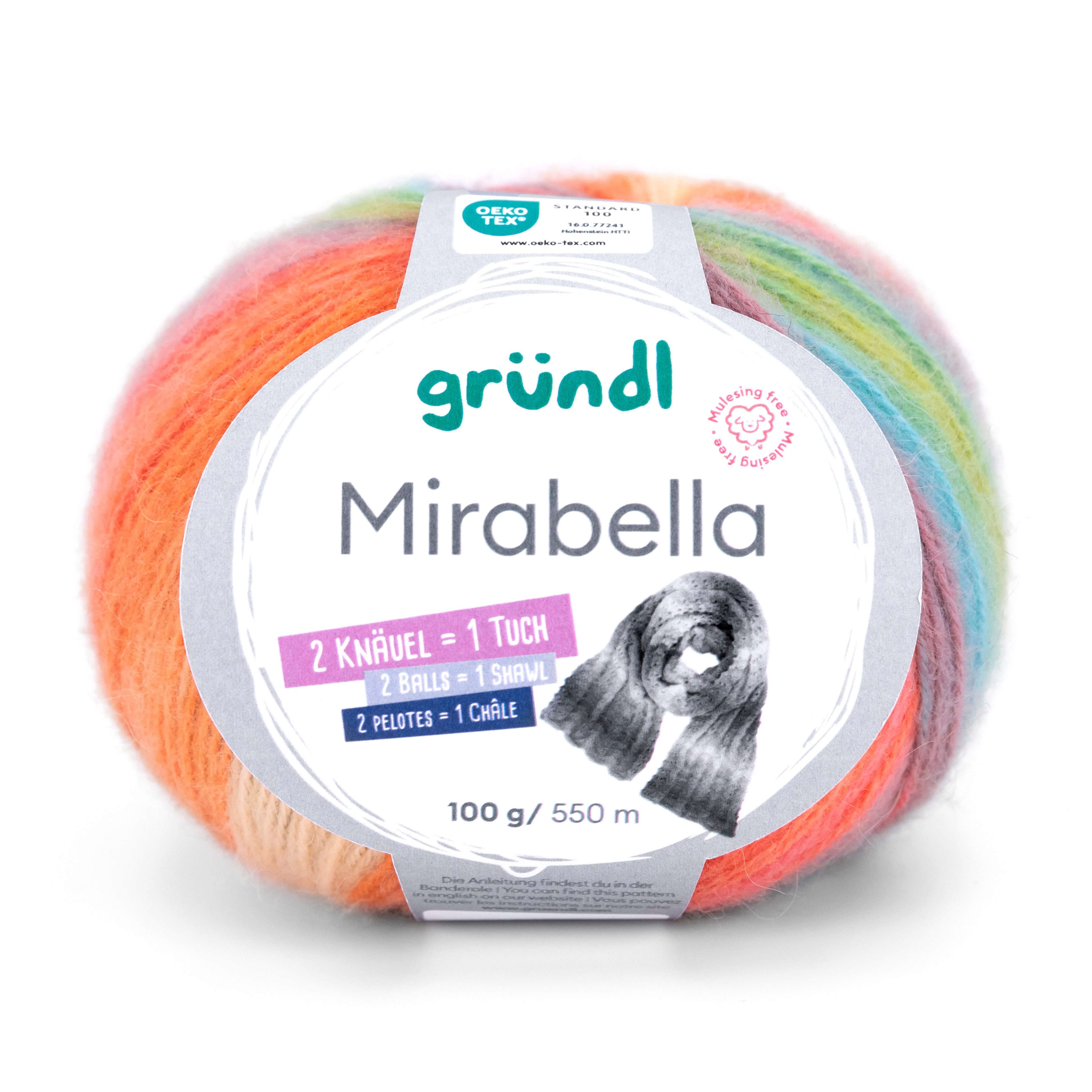 Gründl Wolle Mirabella Farbverlaufsgarn mit Anleitung Häkelwolle, 550,00 m (Wolle Farbverlaufswolle zum Stricken und Häkeln, Strickwolle, Strickgarn, Handstrickgarn), 80% Polyacryl, 20% Wolle