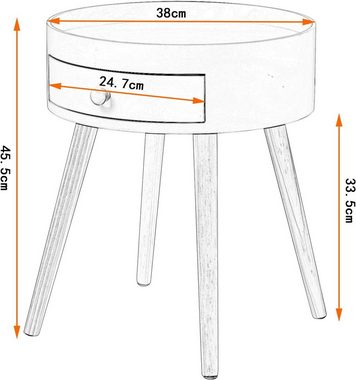Woltu Nachttisch (2-St), Beistelltisch Nachtkommode, mit Schublade, MDF, Weiß