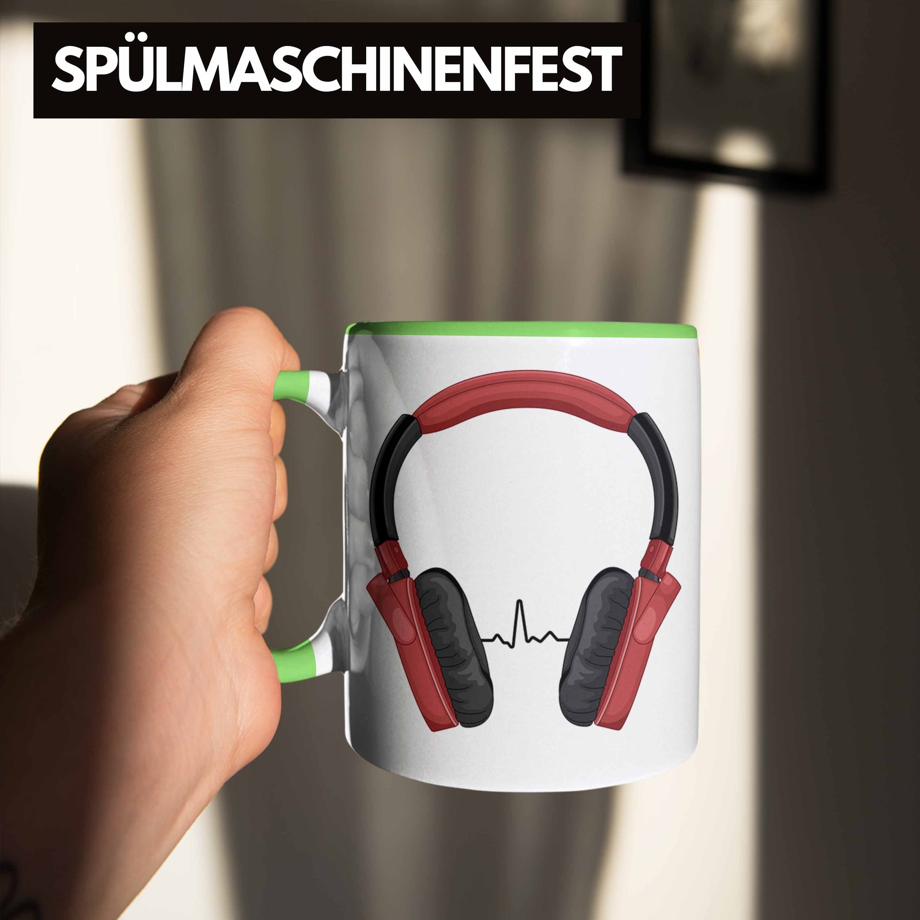 Trendation Musikliebhaber Grün Musiker Musiklehrer Trendation Geschenkidee Tasse Geschenkideen Musiklehrerin Tasse - Geschenk Coach Herzschlag Musik