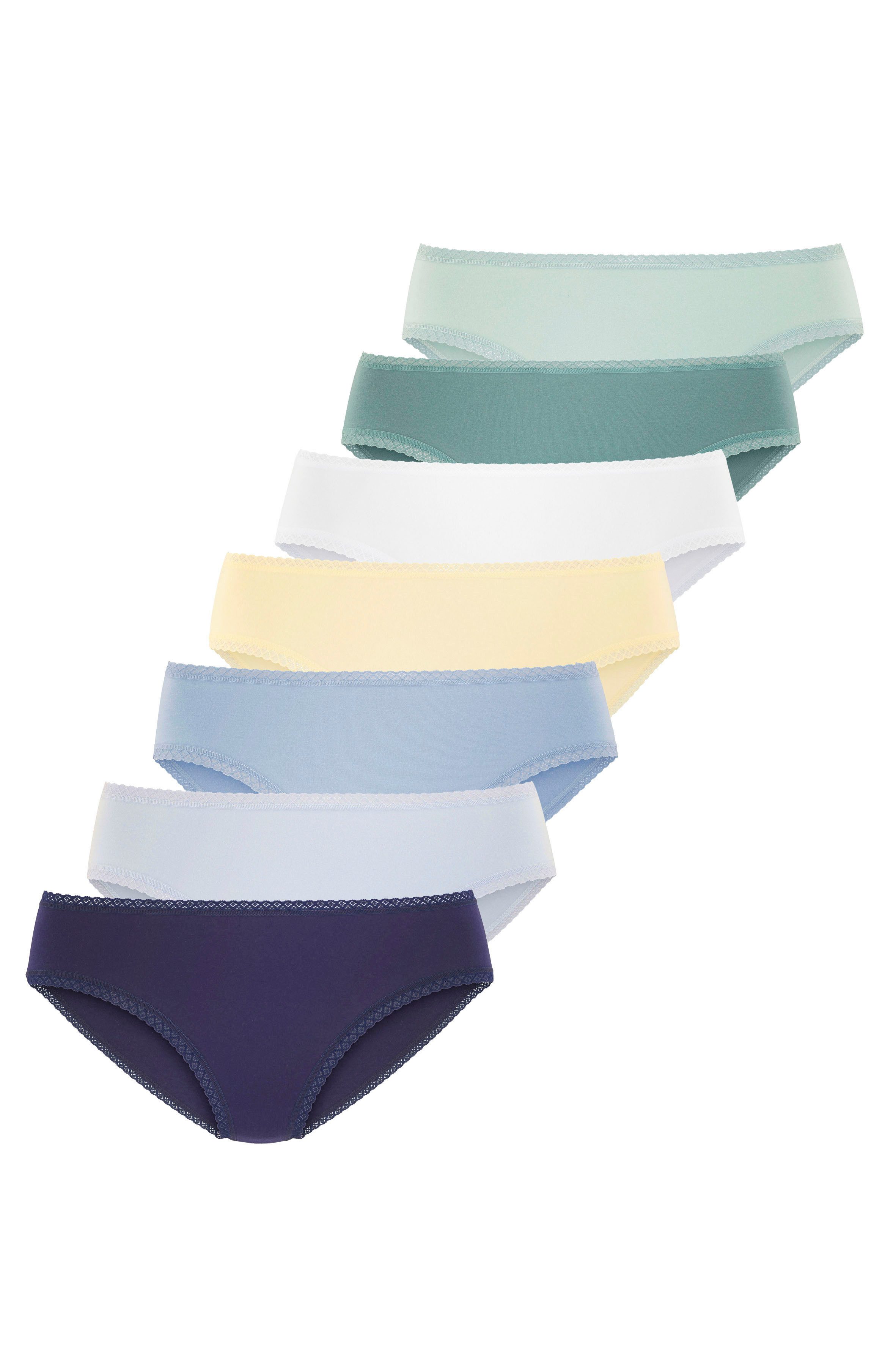 Vivance by Lascana Jazz-Pants Slips (7er-Pack) aus weicher Baumwollqualität mit feiner Spitzeneinfassung